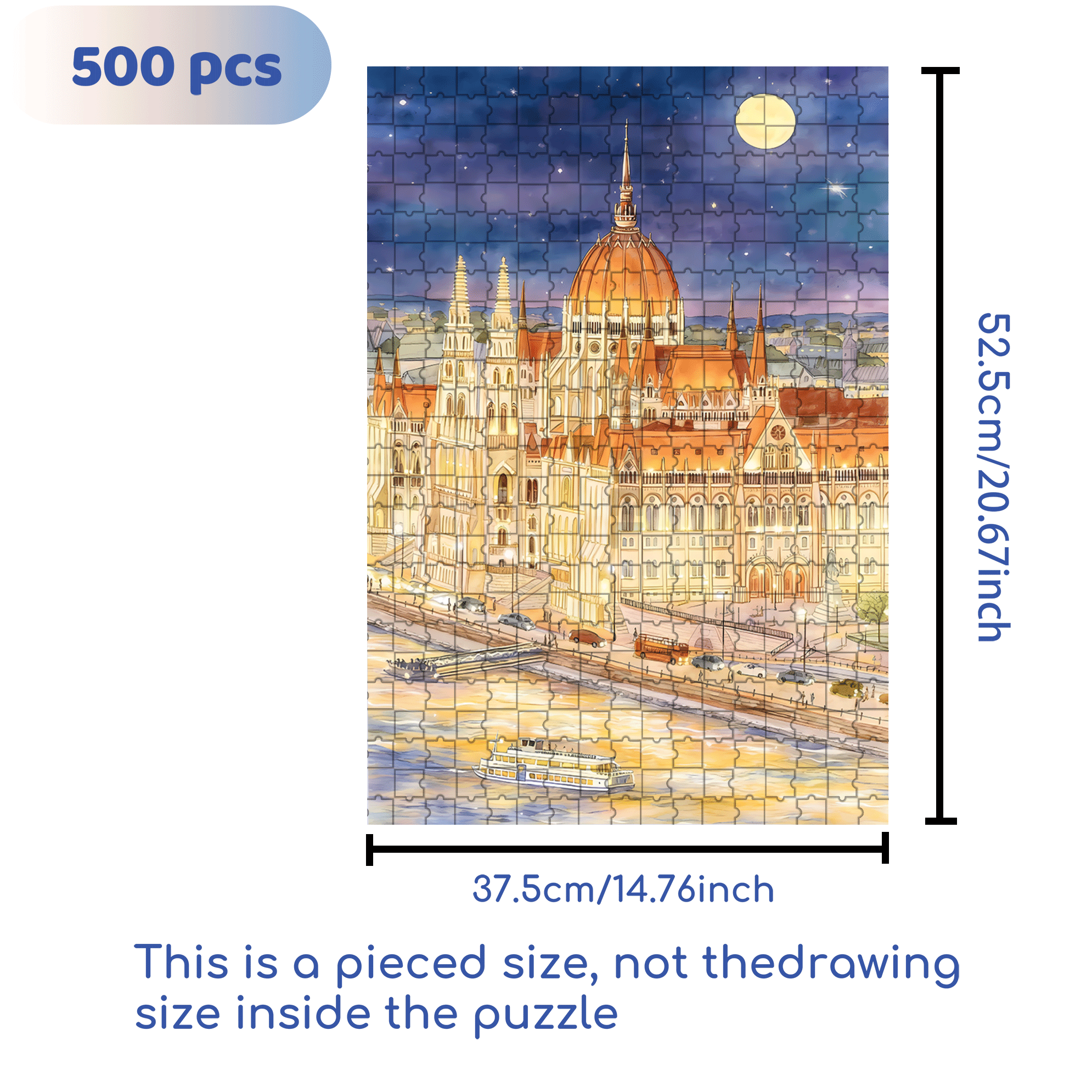 A Round Moon 500pcs/1000pcs Jigsaw Puzzle, Scratch-Resistant, Interactive Family Game & Brain-Boosting DIY Decor, Perfect for Halloween, Christmas & New Year Gifts, Family Puzzle Game