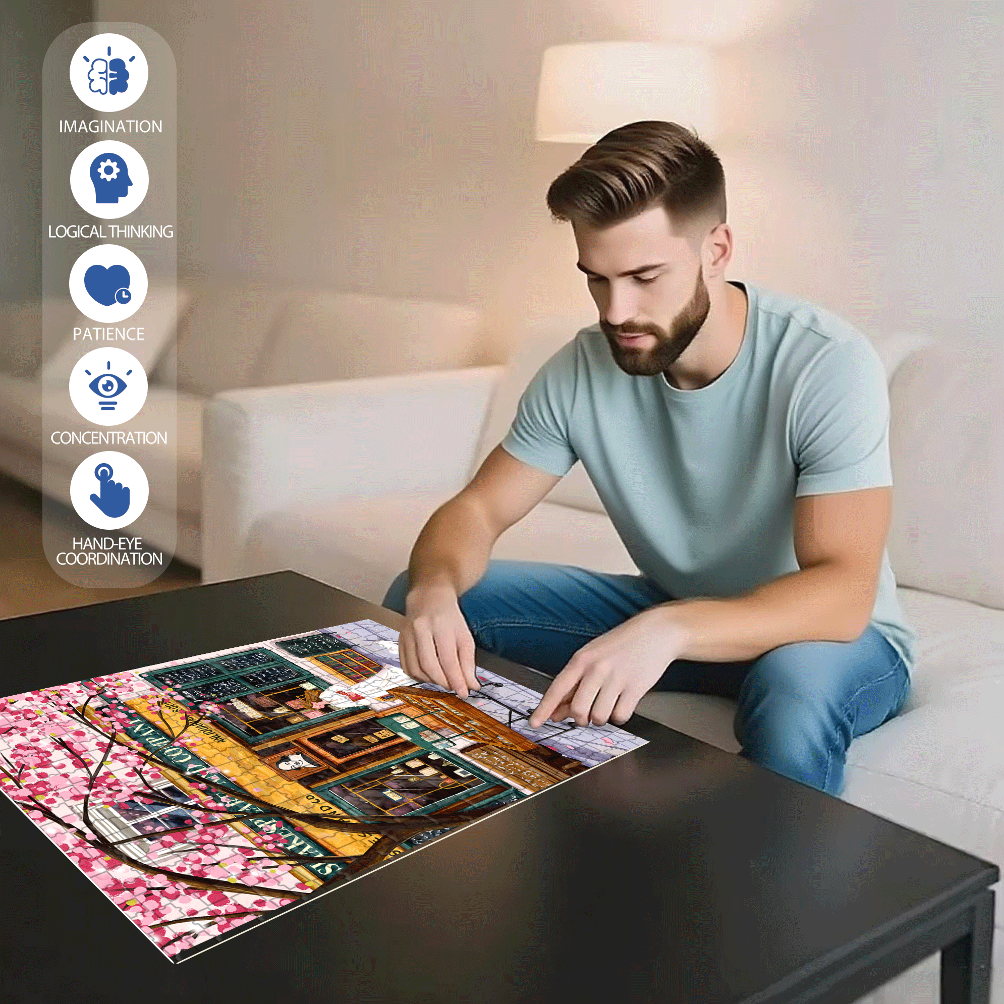 A Whole Spring 500pcs/1000pcs Jigsaw Puzzle, Scratch-Resistant, Interactive Family Game & Brain-Boosting DIY Decor, Perfect for Halloween, Christmas & New Year Gifts, Family Puzzle Game