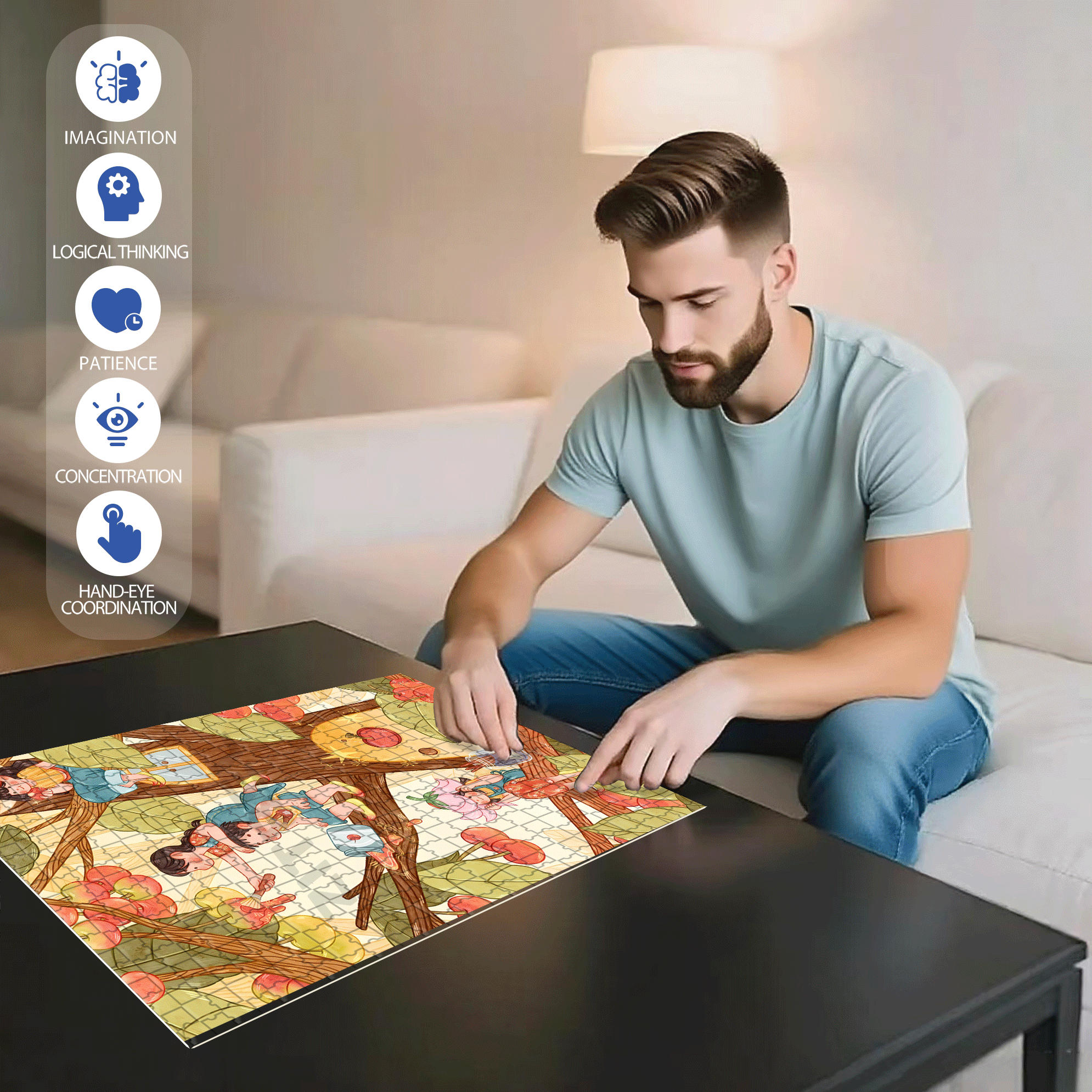 About Cherry  500pcs/1000pcs Jigsaw Puzzle, Scratch-Resistant, Interactive Family Game & Brain-Boosting DIY Decor, Perfect for Halloween, Christmas & New Year Gifts, Family Puzzle Game