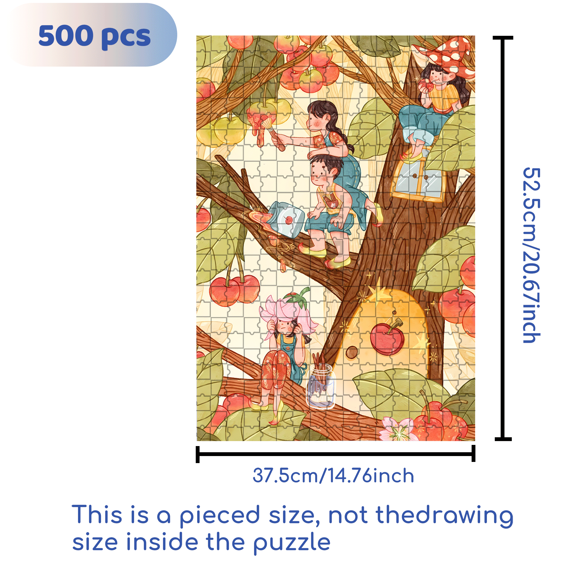 About Cherry  500pcs/1000pcs Jigsaw Puzzle, Scratch-Resistant, Interactive Family Game & Brain-Boosting DIY Decor, Perfect for Halloween, Christmas & New Year Gifts, Family Puzzle Game
