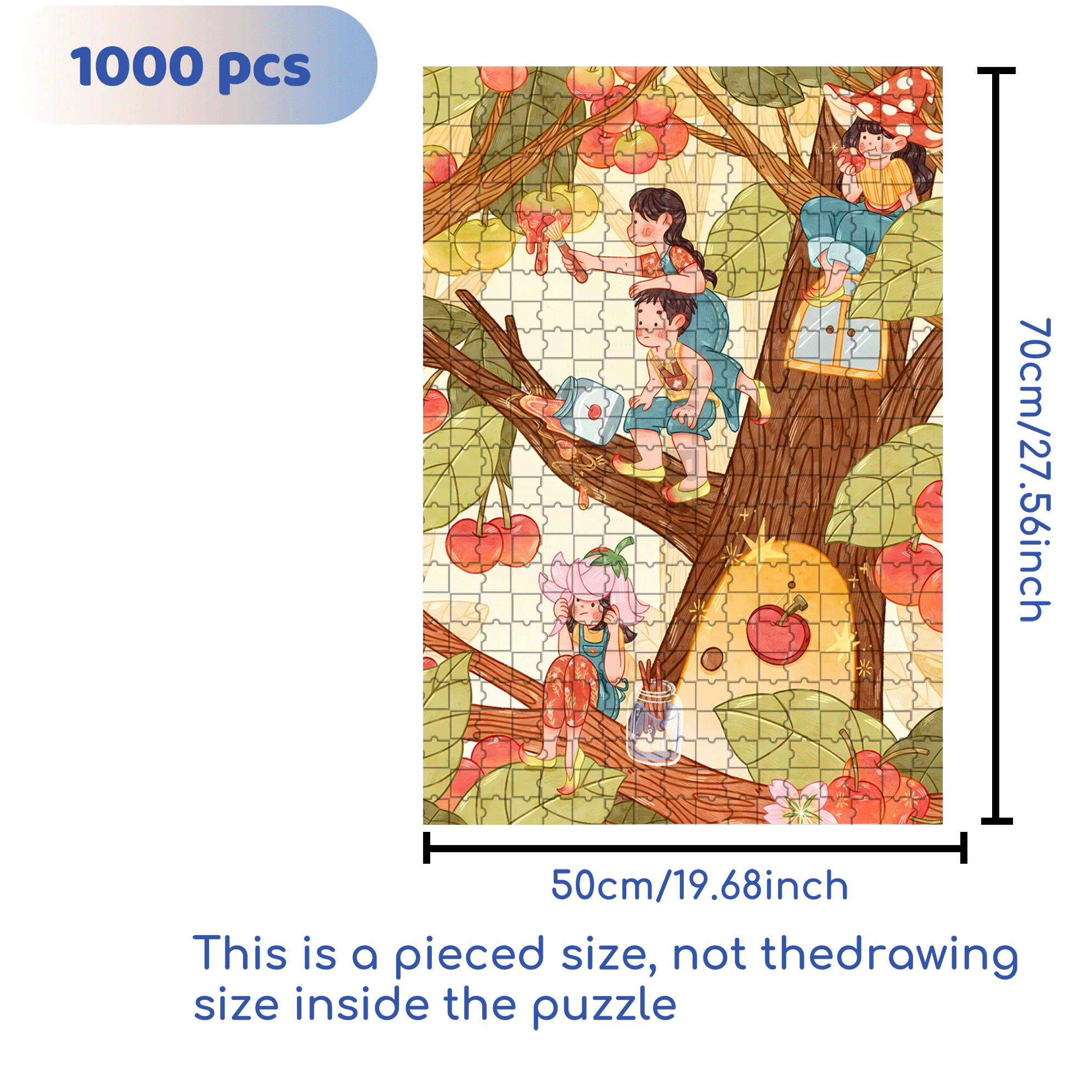 About Cherry  500pcs/1000pcs Jigsaw Puzzle, Scratch-Resistant, Interactive Family Game & Brain-Boosting DIY Decor, Perfect for Halloween, Christmas & New Year Gifts, Family Puzzle Game