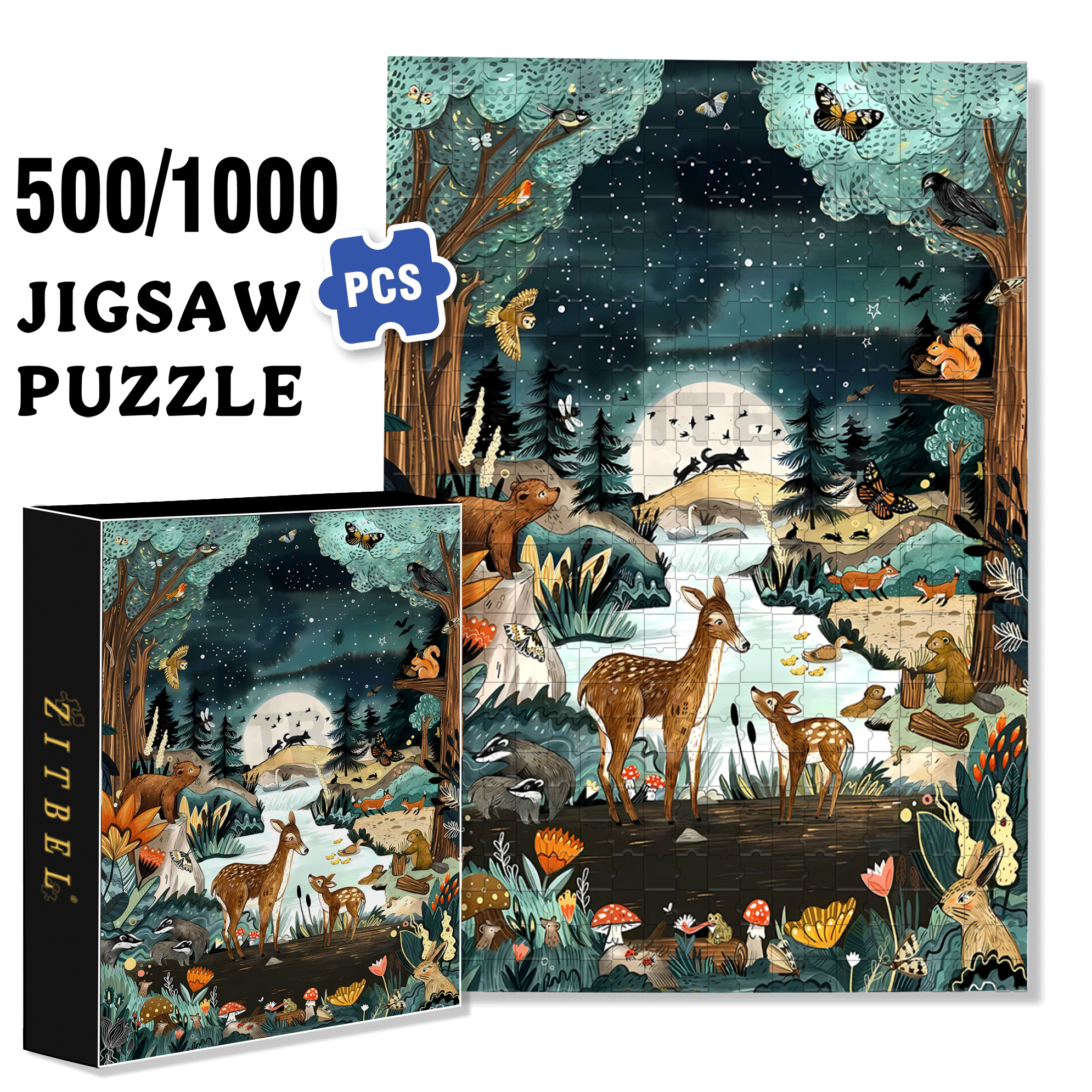 Ancient Fairy Tales 500pcs/1000pcs Jigsaw Puzzle, Scratch-Resistant, Interactive Family Game & Brain-Boosting DIY Decor, Perfect for Halloween, Christmas & New Year Gifts, Family Puzzle Game