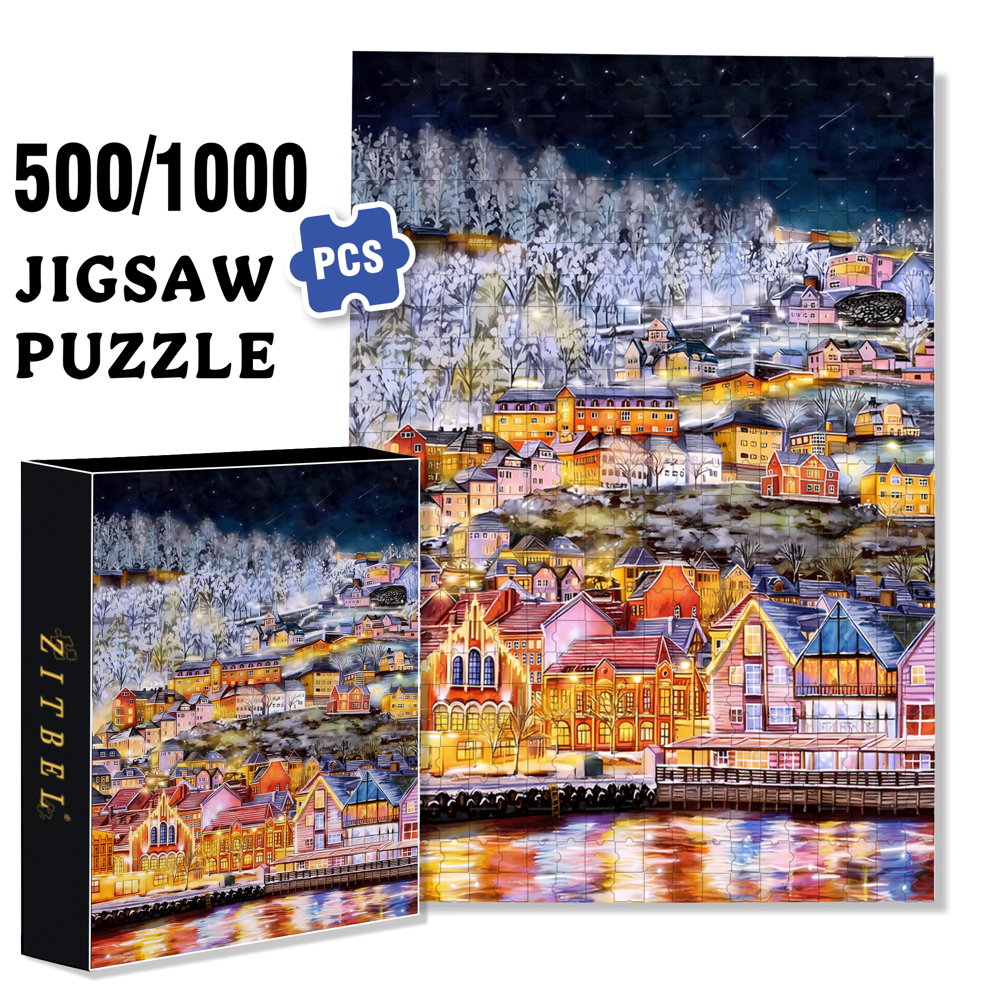 Aurora Forest 500pcs/1000pcs Jigsaw Puzzle, Scratch-Resistant, Interactive Family Game & Brain-Boosting DIY Decor, Perfect for Halloween, Christmas & New Year Gifts, Family Puzzle Game