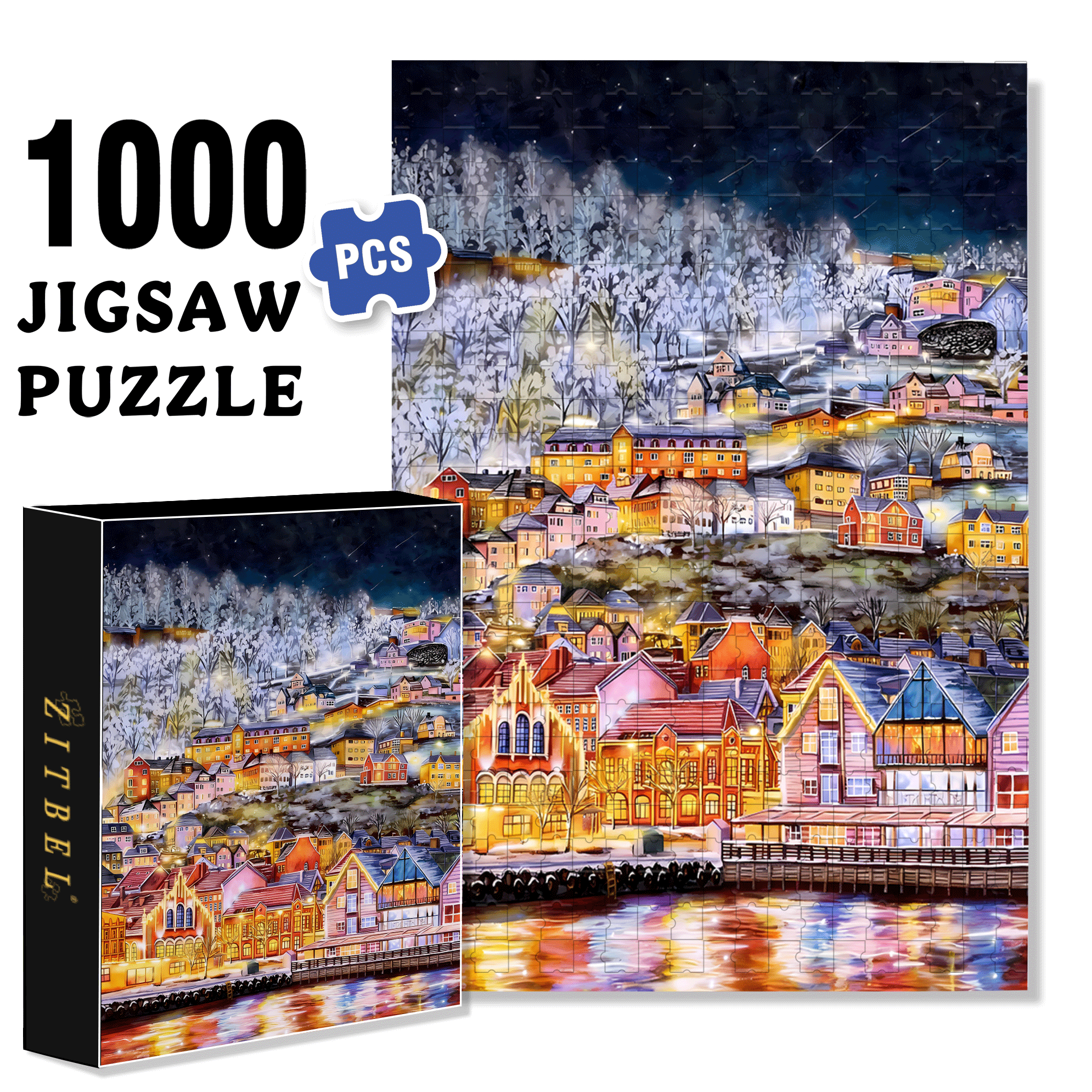 Aurora Forest 500pcs/1000pcs Jigsaw Puzzle, Scratch-Resistant, Interactive Family Game & Brain-Boosting DIY Decor, Perfect for Halloween, Christmas & New Year Gifts, Family Puzzle Game