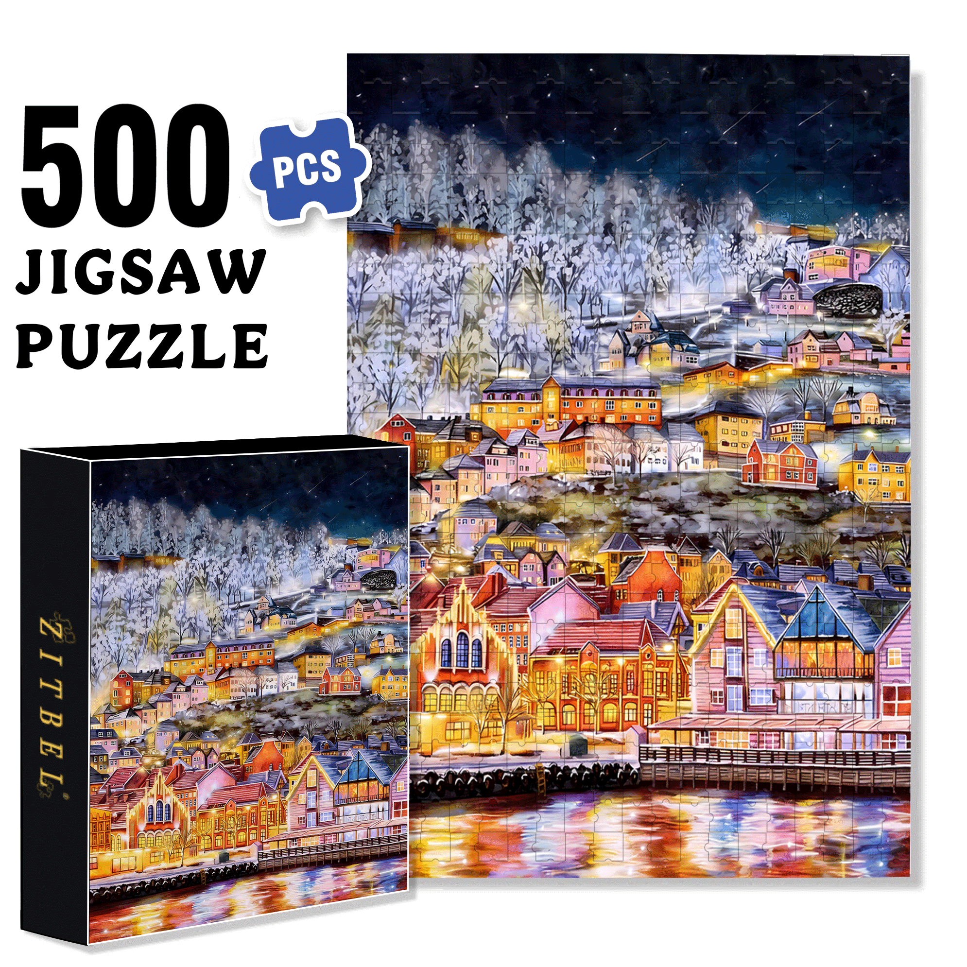 Aurora Forest 500pcs/1000pcs Jigsaw Puzzle, Scratch-Resistant, Interactive Family Game & Brain-Boosting DIY Decor, Perfect for Halloween, Christmas & New Year Gifts, Family Puzzle Game