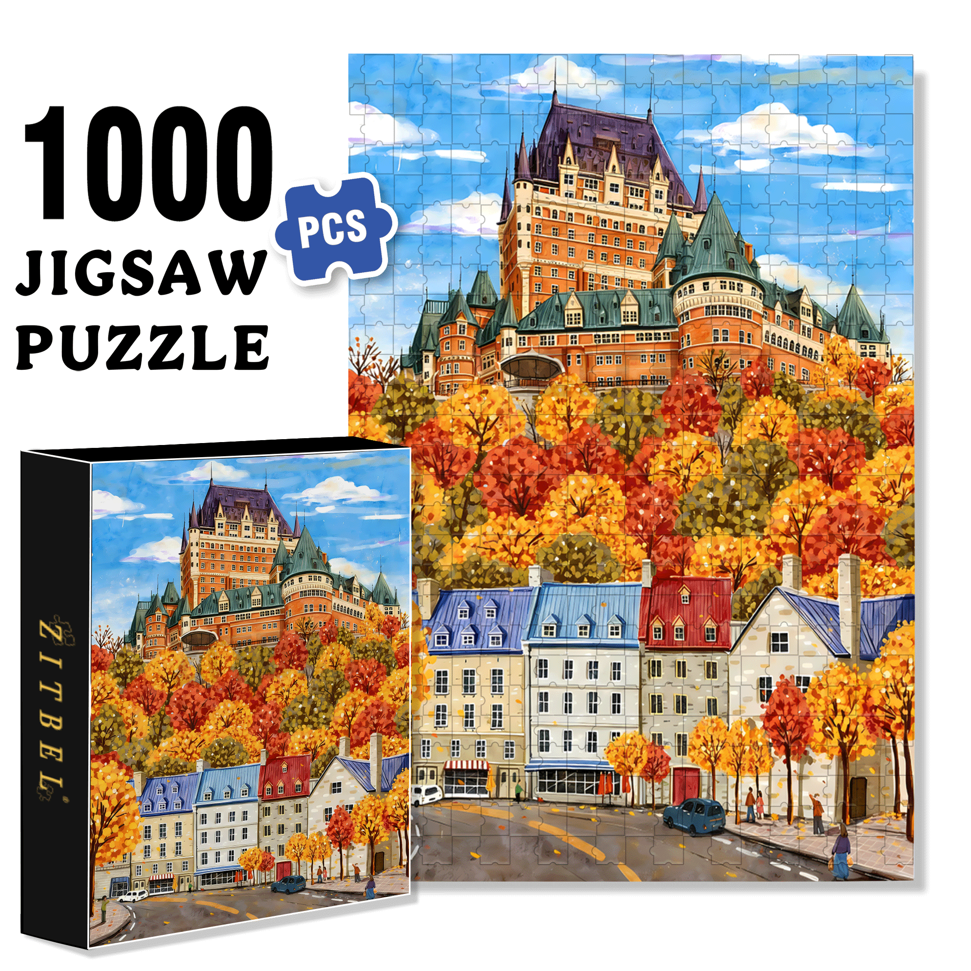 Autumn Colorful Forest 500pcs/1000pcs Jigsaw Puzzle, Scratch-Resistant, Interactive Family Game & Brain-Boosting DIY Decor, Perfect for Halloween, Christmas & New Year Gifts, Family Puzzle Game