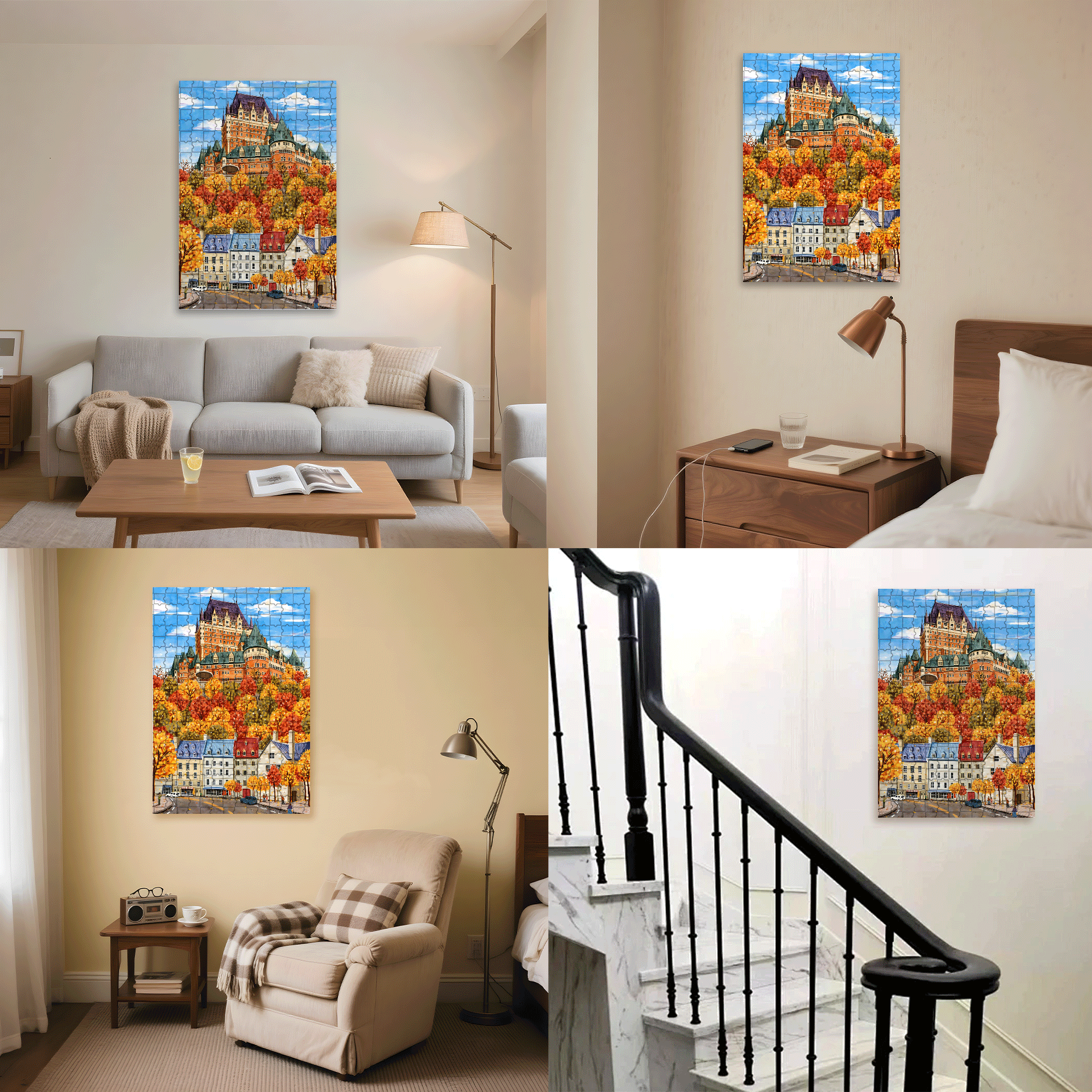 Autumn Colorful Forest 500pcs/1000pcs Jigsaw Puzzle, Scratch-Resistant, Interactive Family Game & Brain-Boosting DIY Decor, Perfect for Halloween, Christmas & New Year Gifts, Family Puzzle Game