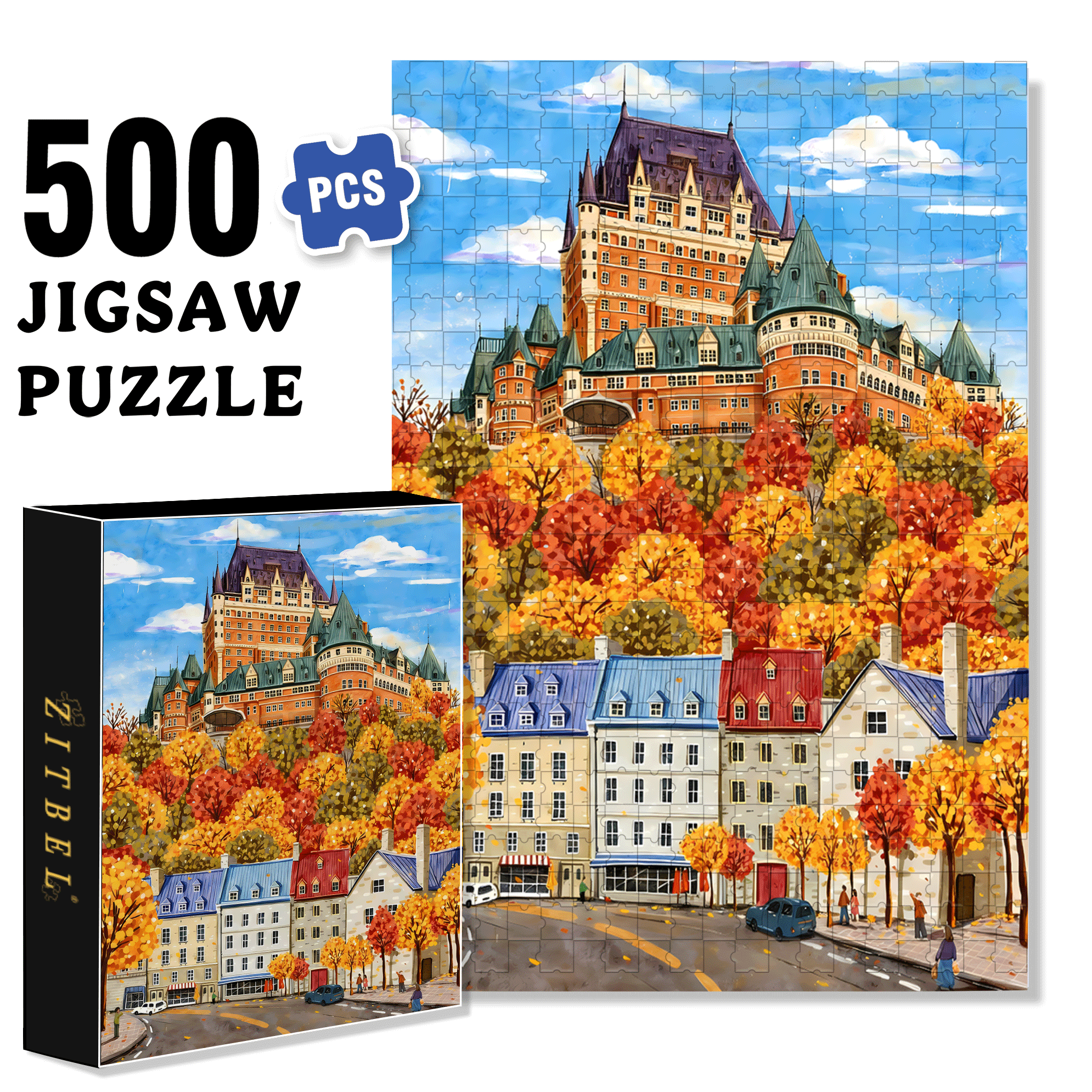 Autumn Colorful Forest 500pcs/1000pcs Jigsaw Puzzle, Scratch-Resistant, Interactive Family Game & Brain-Boosting DIY Decor, Perfect for Halloween, Christmas & New Year Gifts, Family Puzzle Game