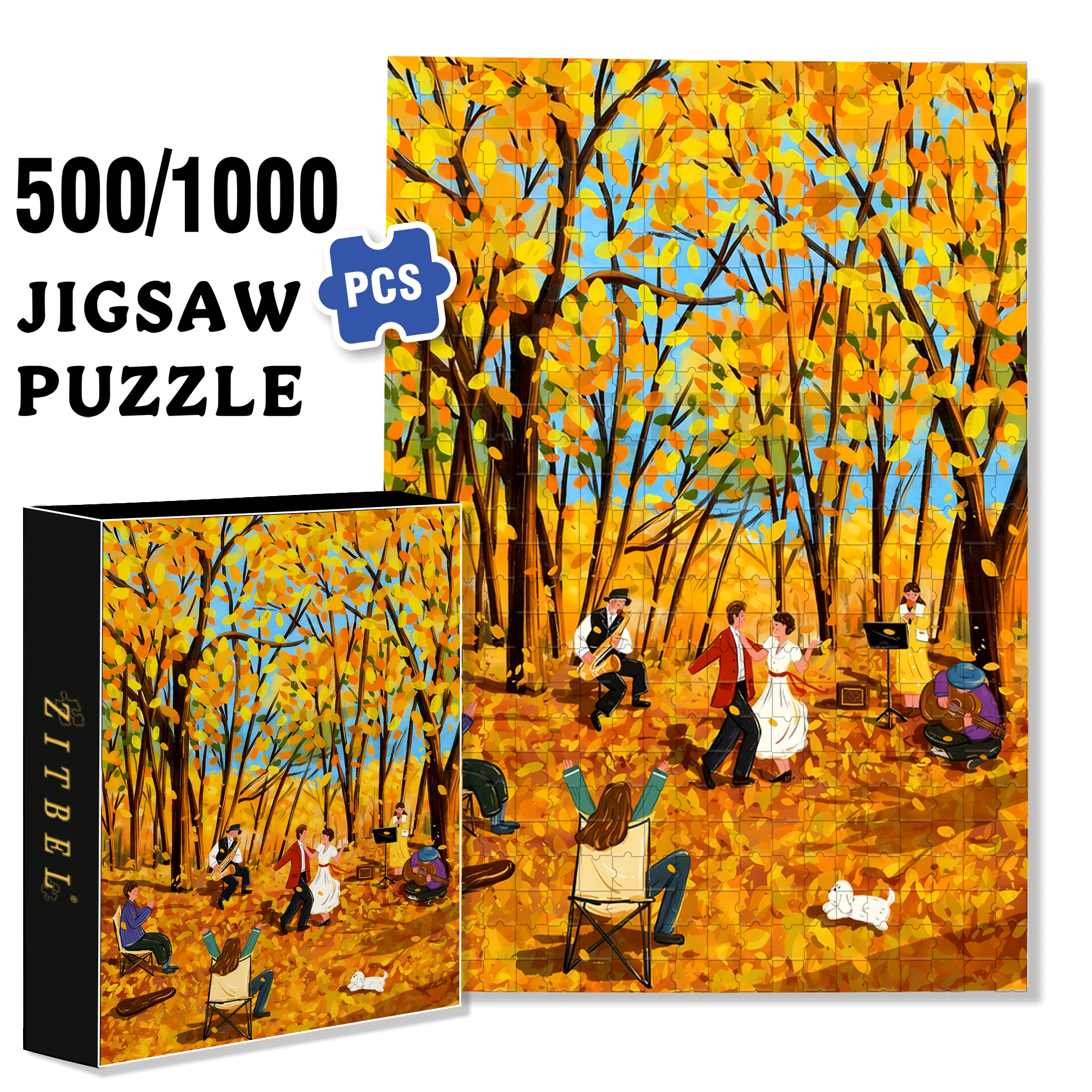 Autumn Dance 500pcs/1000pcs Jigsaw Puzzle, Scratch-Resistant, Interactive Family Game & Brain-Boosting DIY Decor, Perfect for Halloween, Christmas & New Year Gifts, Family Puzzle Game