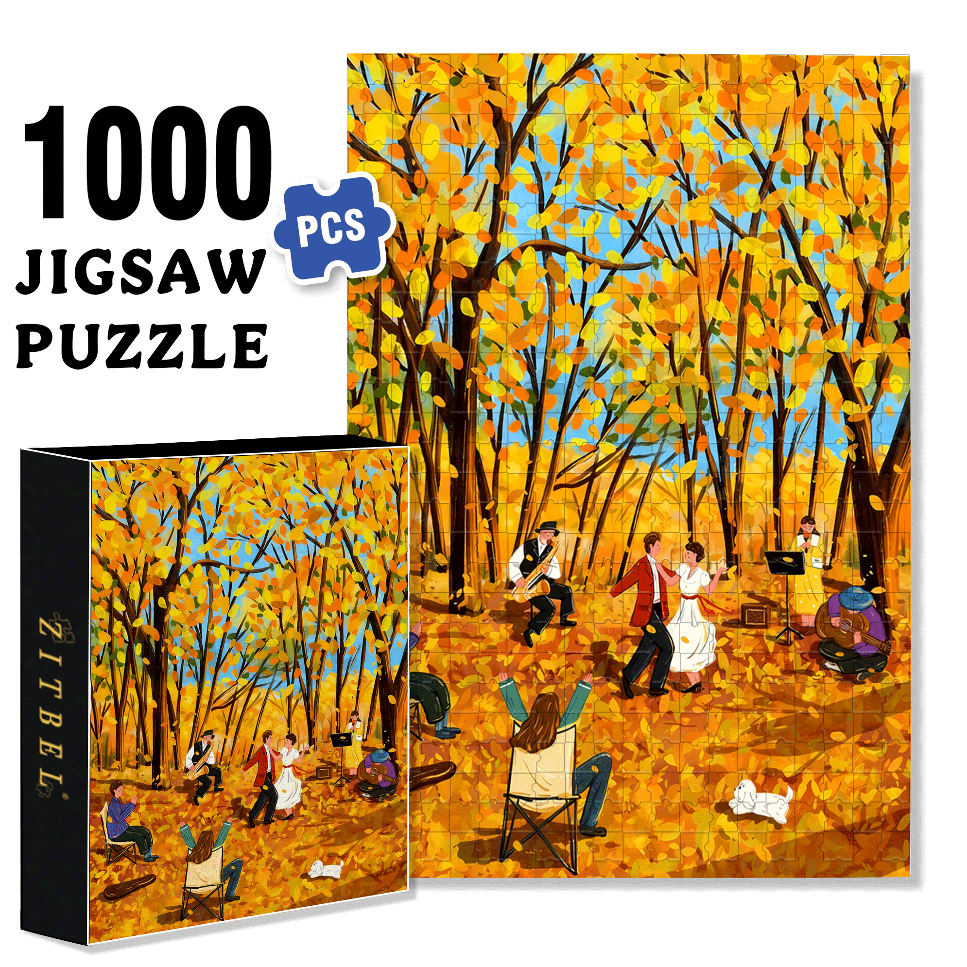 Autumn Dance 500pcs/1000pcs Jigsaw Puzzle, Scratch-Resistant, Interactive Family Game & Brain-Boosting DIY Decor, Perfect for Halloween, Christmas & New Year Gifts, Family Puzzle Game