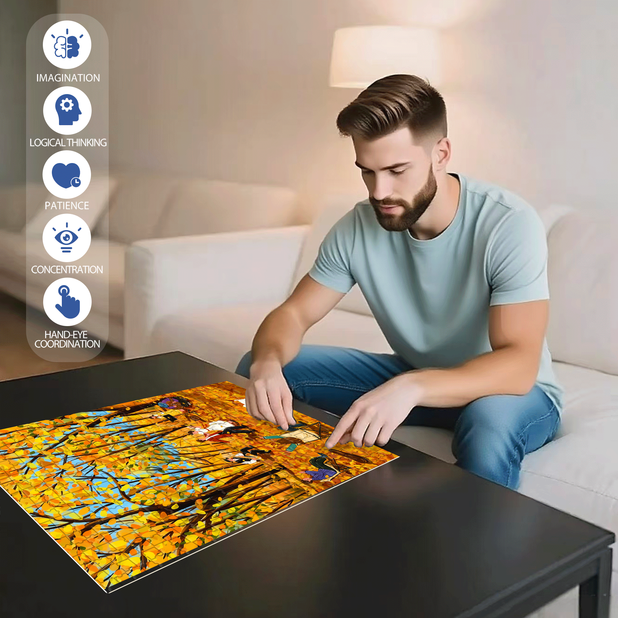 Autumn Dance 500pcs/1000pcs Jigsaw Puzzle, Scratch-Resistant, Interactive Family Game & Brain-Boosting DIY Decor, Perfect for Halloween, Christmas & New Year Gifts, Family Puzzle Game