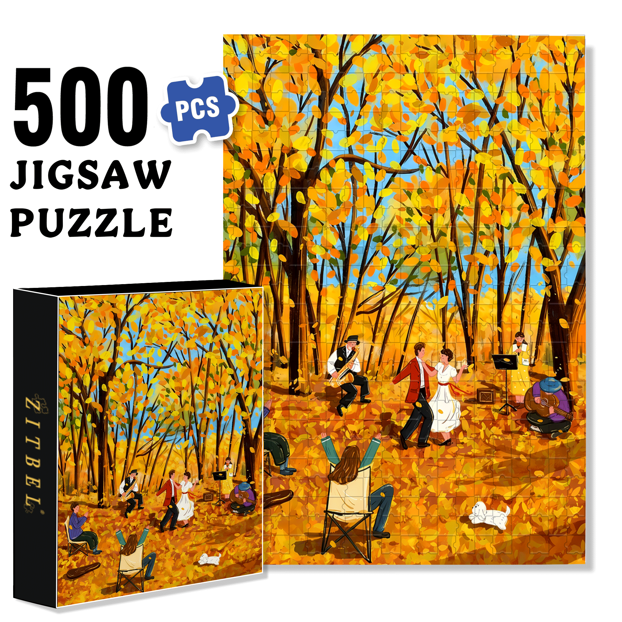 Autumn Dance 500pcs/1000pcs Jigsaw Puzzle, Scratch-Resistant, Interactive Family Game & Brain-Boosting DIY Decor, Perfect for Halloween, Christmas & New Year Gifts, Family Puzzle Game