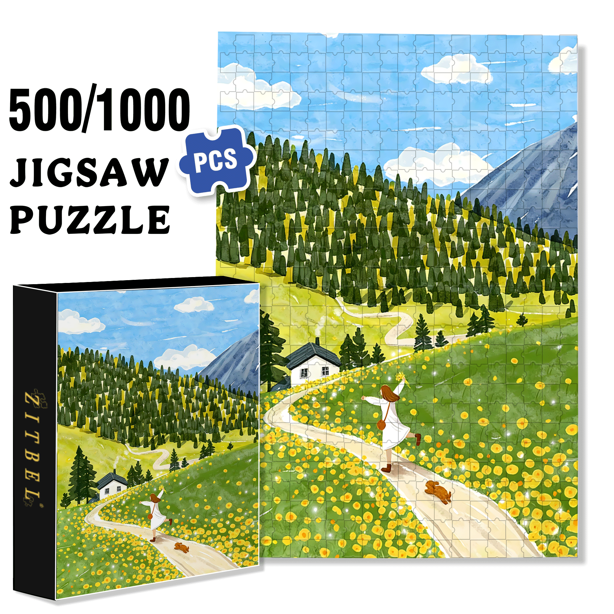 Breathing Fresh Air 500pcs/1000pcs Jigsaw Puzzle, Scratch-Resistant, Interactive Family Game & Brain-Boosting DIY Decor, Perfect for Halloween, Christmas & New Year Gifts, Family Puzzle Game