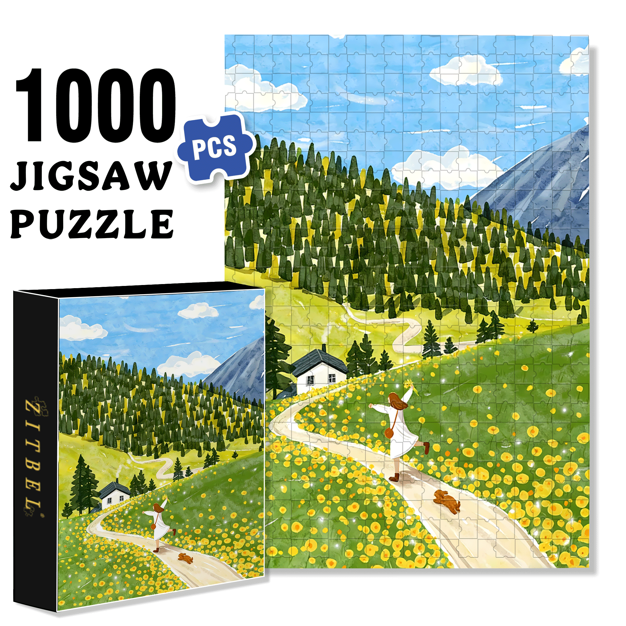Breathing Fresh Air 500pcs/1000pcs Jigsaw Puzzle, Scratch-Resistant, Interactive Family Game & Brain-Boosting DIY Decor, Perfect for Halloween, Christmas & New Year Gifts, Family Puzzle Game