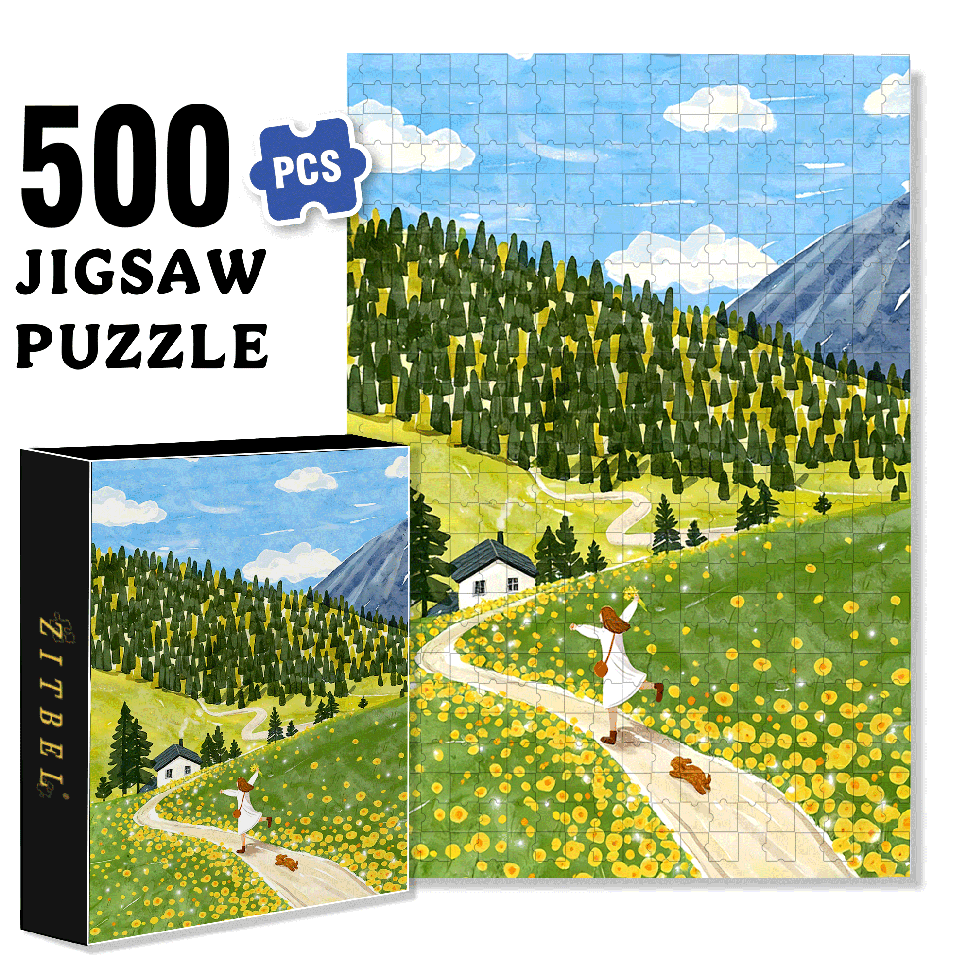 Breathing Fresh Air 500pcs/1000pcs Jigsaw Puzzle, Scratch-Resistant, Interactive Family Game & Brain-Boosting DIY Decor, Perfect for Halloween, Christmas & New Year Gifts, Family Puzzle Game