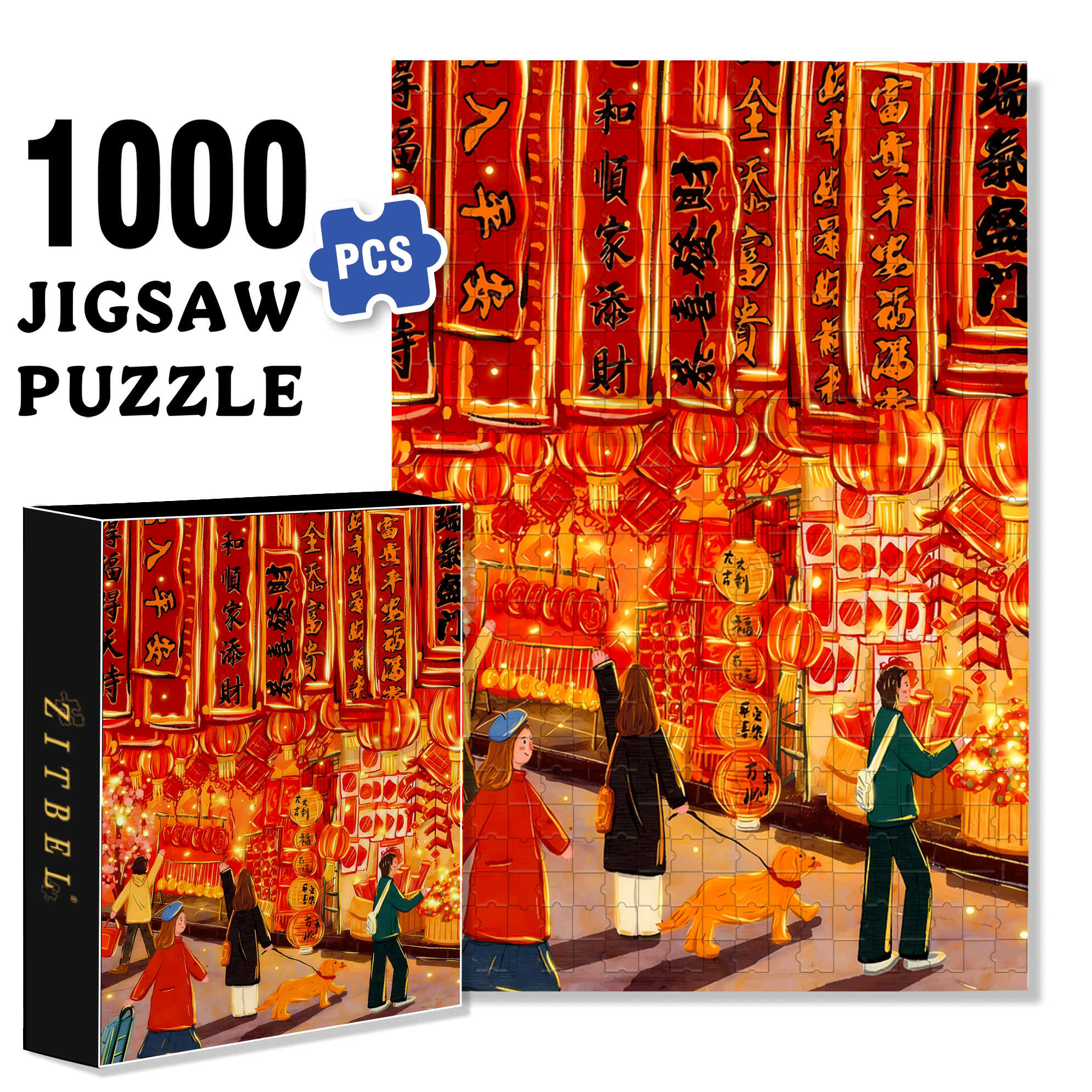 Buy Couplets 500pcs/1000pcs Jigsaw Puzzle, Scratch-Resistant, Interactive Family Game & Brain-Boosting DIY Decor, Perfect for Halloween, Christmas & New Year Gifts, Family Puzzle Game