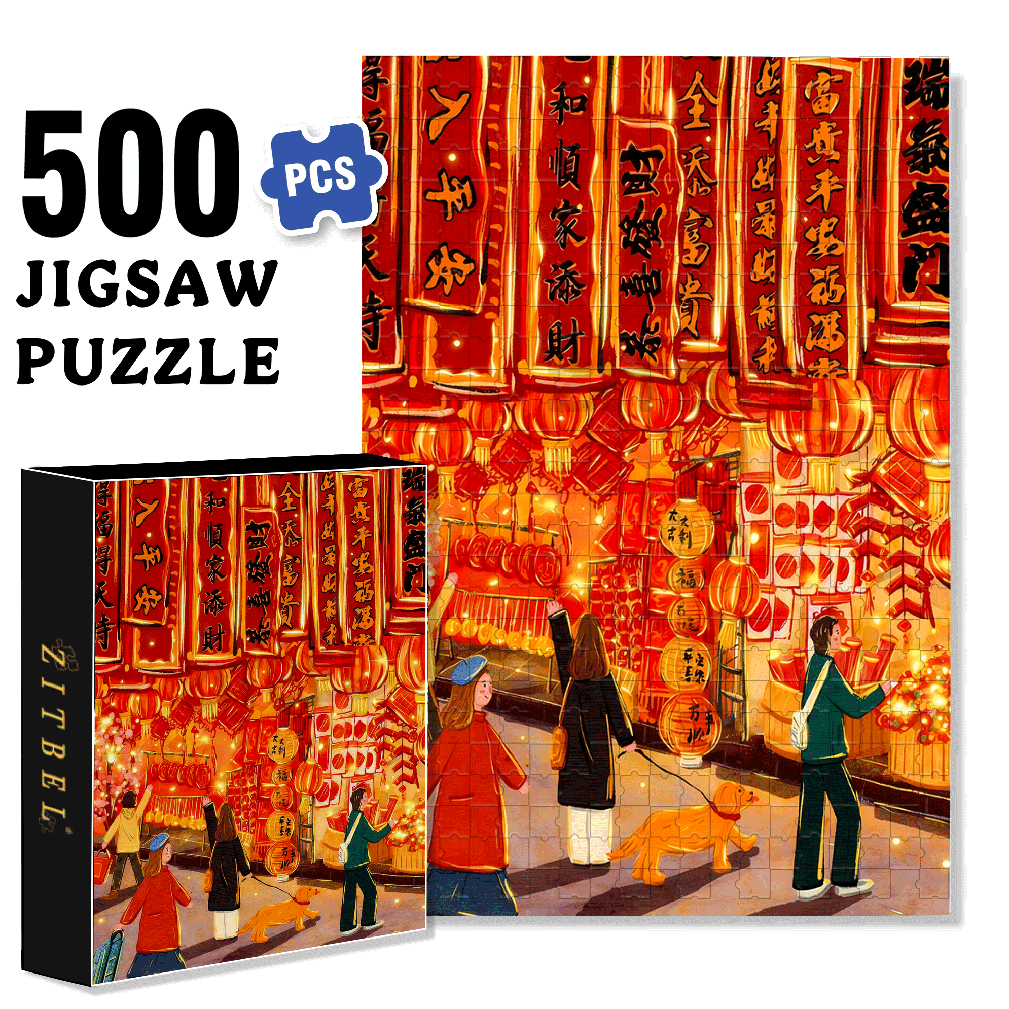 Buy Couplets 500pcs/1000pcs Jigsaw Puzzle, Scratch-Resistant, Interactive Family Game & Brain-Boosting DIY Decor, Perfect for Halloween, Christmas & New Year Gifts, Family Puzzle Game