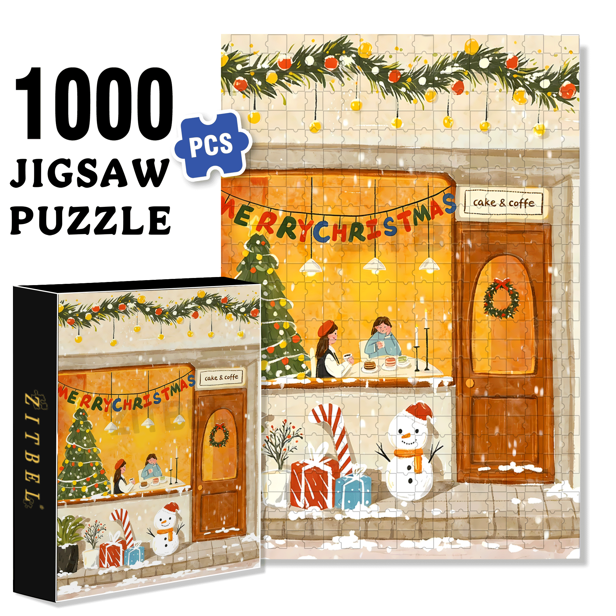 Cake & Coffee 500pcs/1000pcs Jigsaw Puzzle, Scratch-Resistant, Interactive Family Game & Brain-Boosting DIY Decor, Perfect for Halloween, Christmas & New Year Gifts, Family Puzzle Game