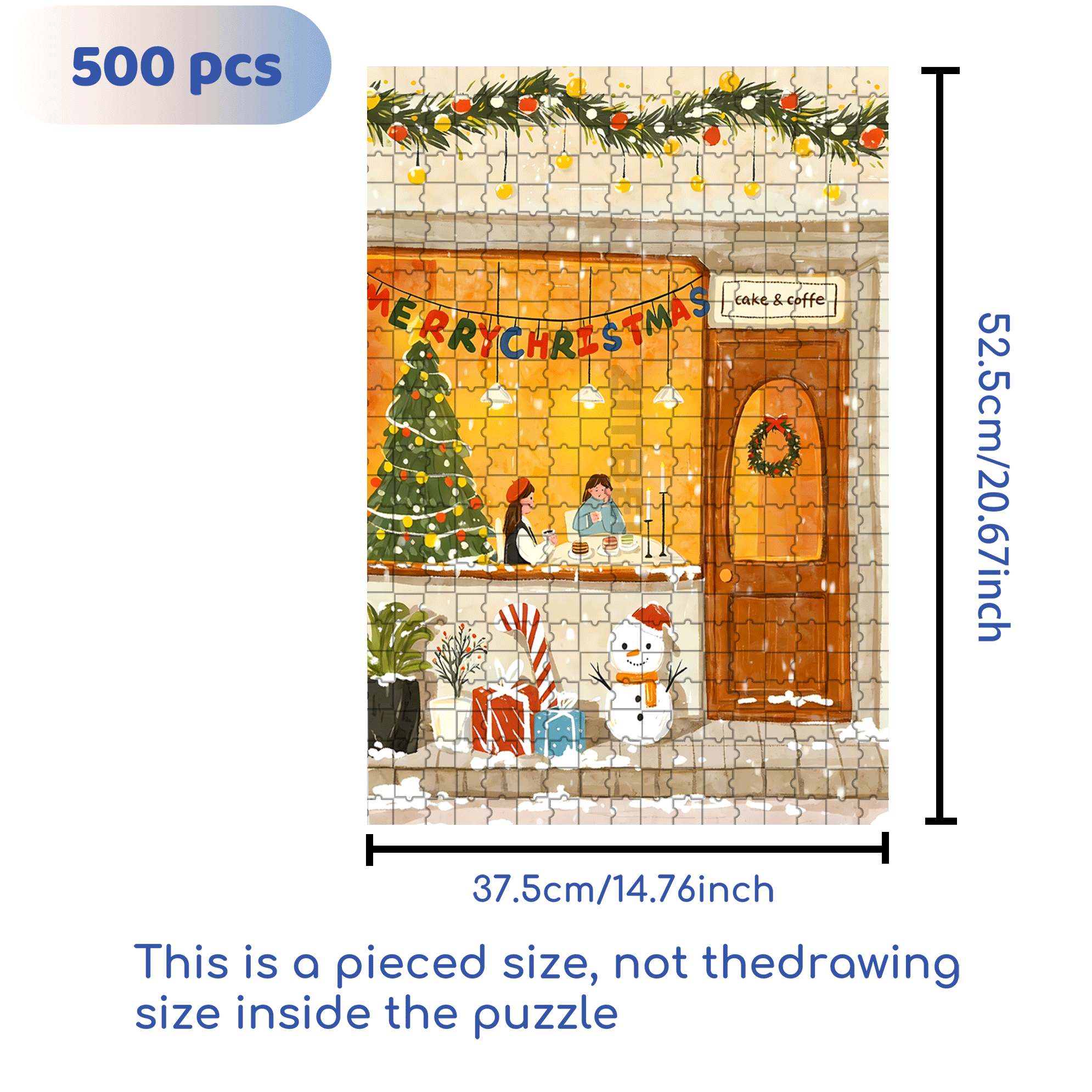Cake & Coffee 500pcs/1000pcs Jigsaw Puzzle, Scratch-Resistant, Interactive Family Game & Brain-Boosting DIY Decor, Perfect for Halloween, Christmas & New Year Gifts, Family Puzzle Game