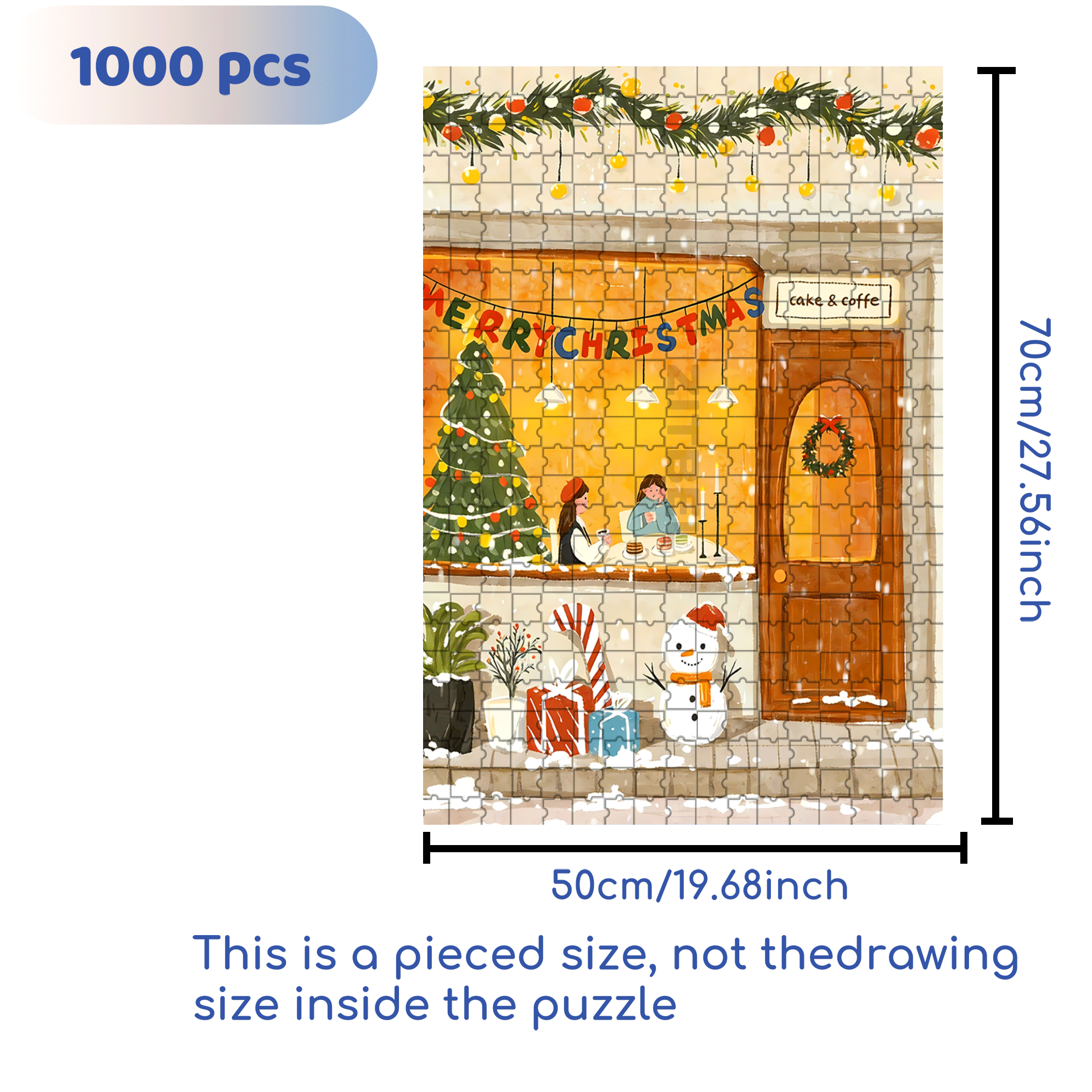 Cake & Coffee 500pcs/1000pcs Jigsaw Puzzle, Scratch-Resistant, Interactive Family Game & Brain-Boosting DIY Decor, Perfect for Halloween, Christmas & New Year Gifts, Family Puzzle Game