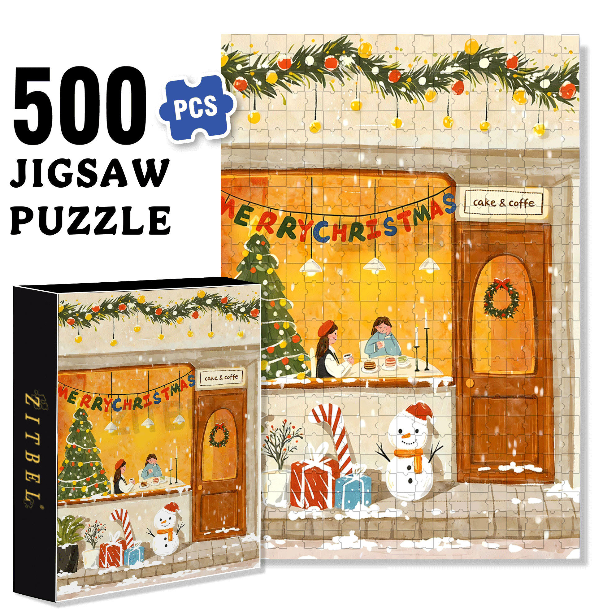Cake & Coffee 500pcs/1000pcs Jigsaw Puzzle, Scratch-Resistant, Interactive Family Game & Brain-Boosting DIY Decor, Perfect for Halloween, Christmas & New Year Gifts, Family Puzzle Game