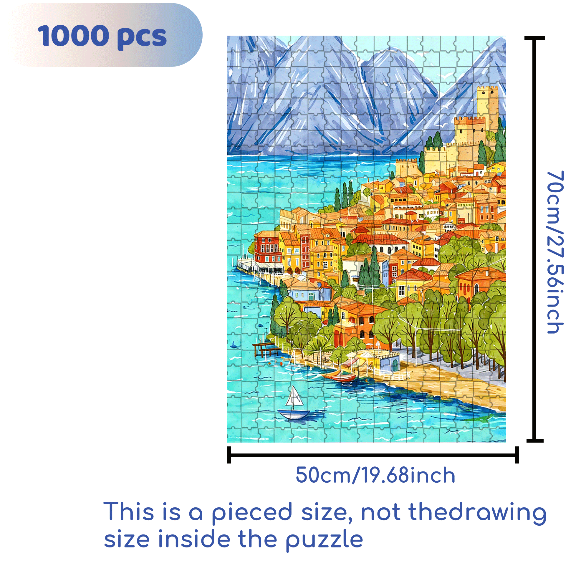 Calm Harbor 500pcs/1000pcs Jigsaw Puzzle, Scratch-Resistant, Interactive Family Game & Brain-Boosting DIY Decor, Perfect for Halloween, Christmas & New Year Gifts, Family Puzzle Game