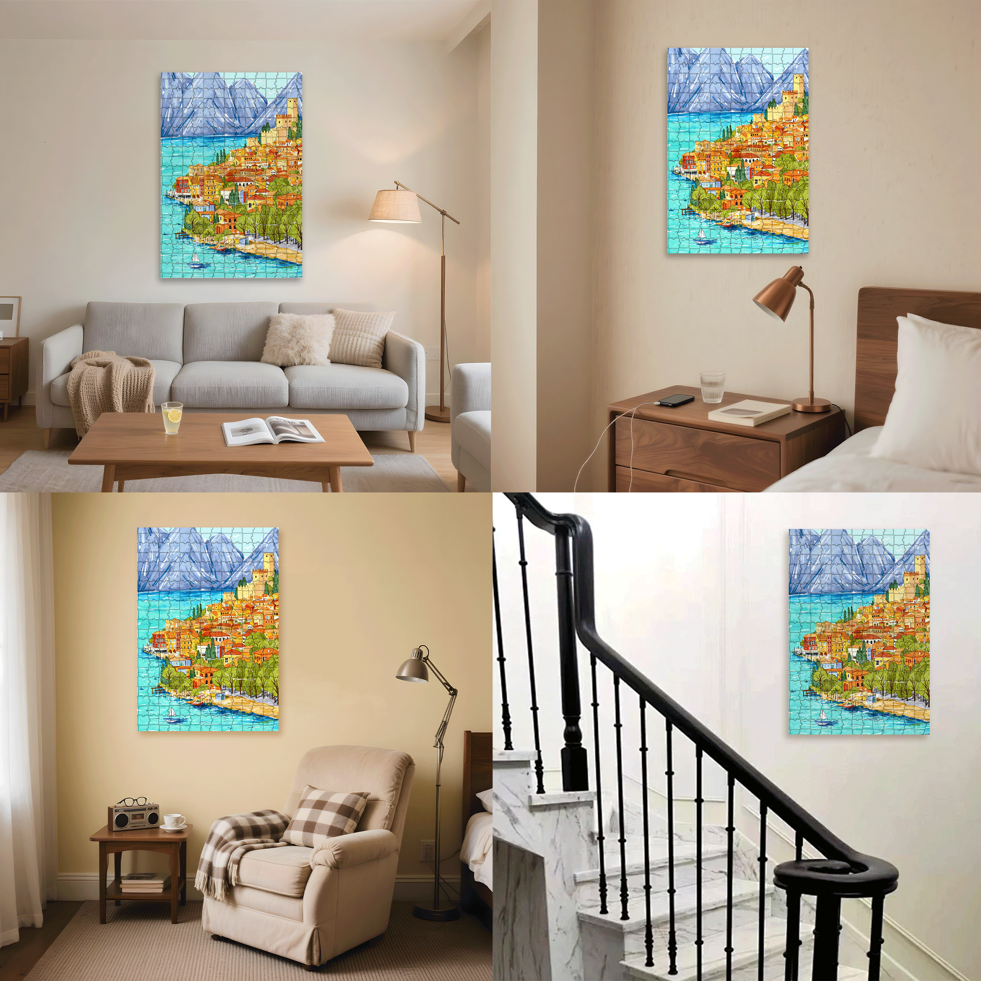 Calm Harbor 500pcs/1000pcs Jigsaw Puzzle, Scratch-Resistant, Interactive Family Game & Brain-Boosting DIY Decor, Perfect for Halloween, Christmas & New Year Gifts, Family Puzzle Game