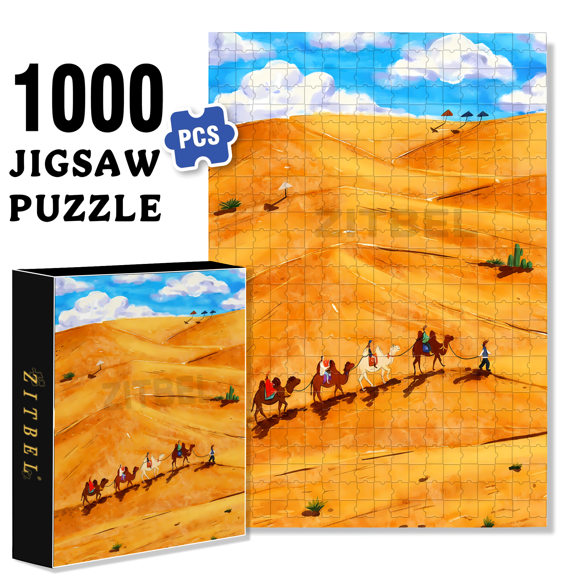 Camel Bell Sound 500pcs/1000pcs Jigsaw Puzzle, Scratch-Resistant, Interactive Family Game & Brain-Boosting DIY Decor, Perfect for Halloween, Christmas & New Year Gifts, Family Puzzle Game