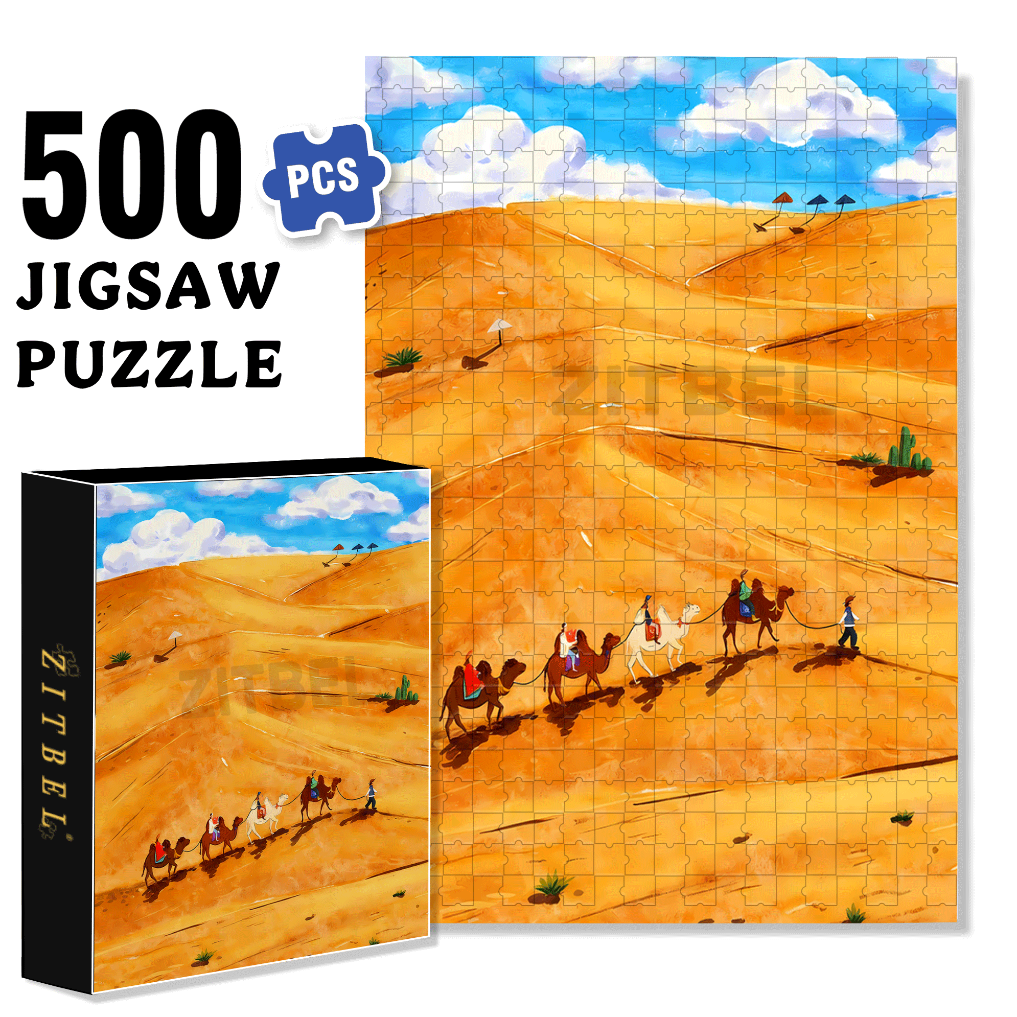 Camel Bell Sound 500pcs/1000pcs Jigsaw Puzzle, Scratch-Resistant, Interactive Family Game & Brain-Boosting DIY Decor, Perfect for Halloween, Christmas & New Year Gifts, Family Puzzle Game