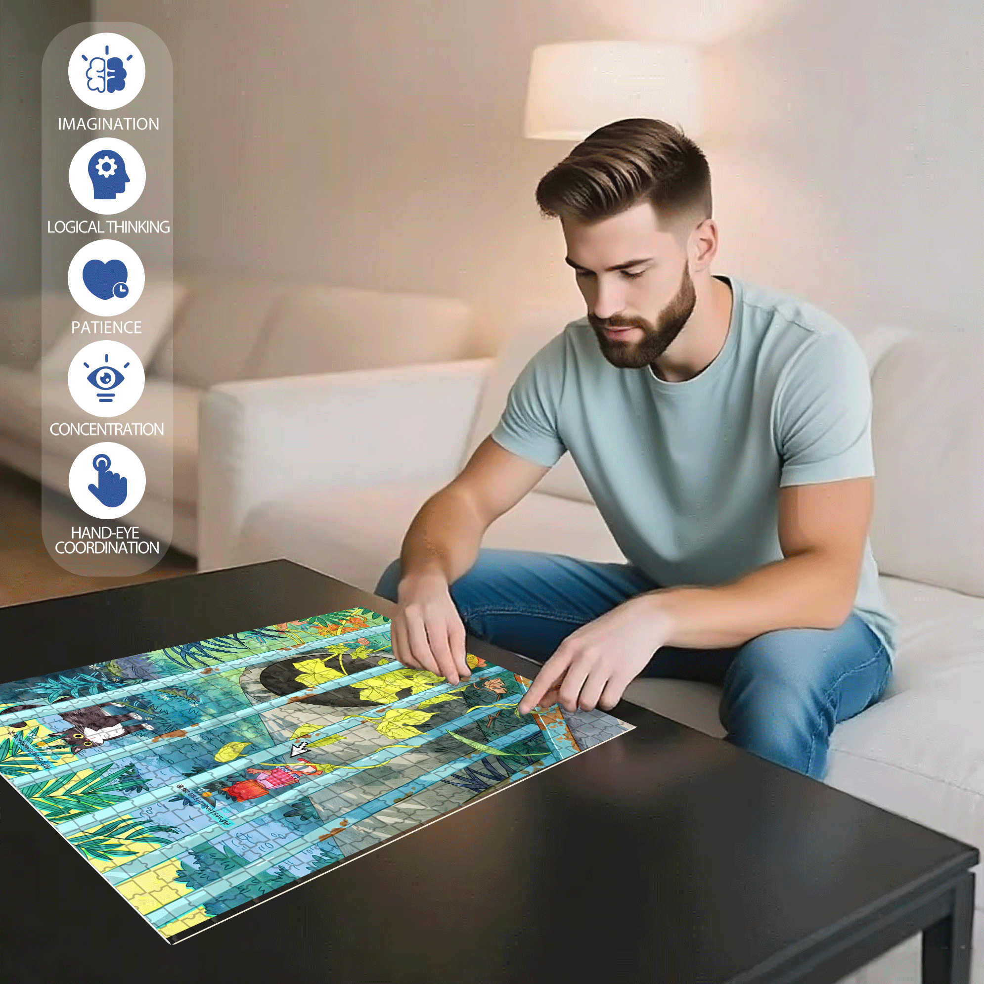 Cat World 500pcs/1000pcs Jigsaw Puzzle, Scratch-Resistant, Interactive Family Game & Brain-Boosting DIY Decor, Perfect for Halloween, Christmas & New Year Gifts, Family Puzzle Game
