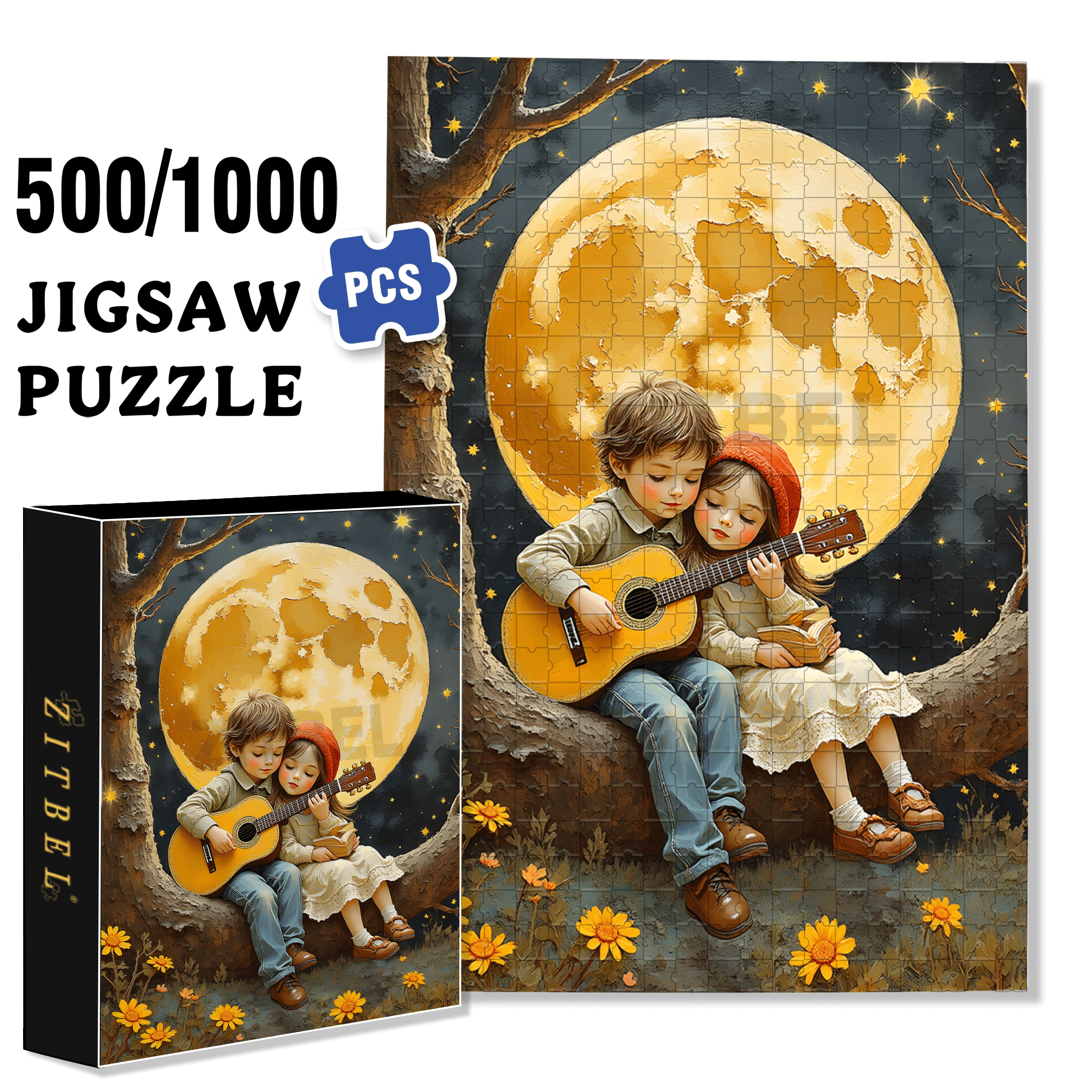 Childhood Memories 12 500pcs/1000pcs Jigsaw Puzzle, Scratch-Resistant, Interactive Family Game & Brain-Boosting DIY Decor, Perfect for Halloween, Christmas & New Year Gifts, Family Puzzle Game
