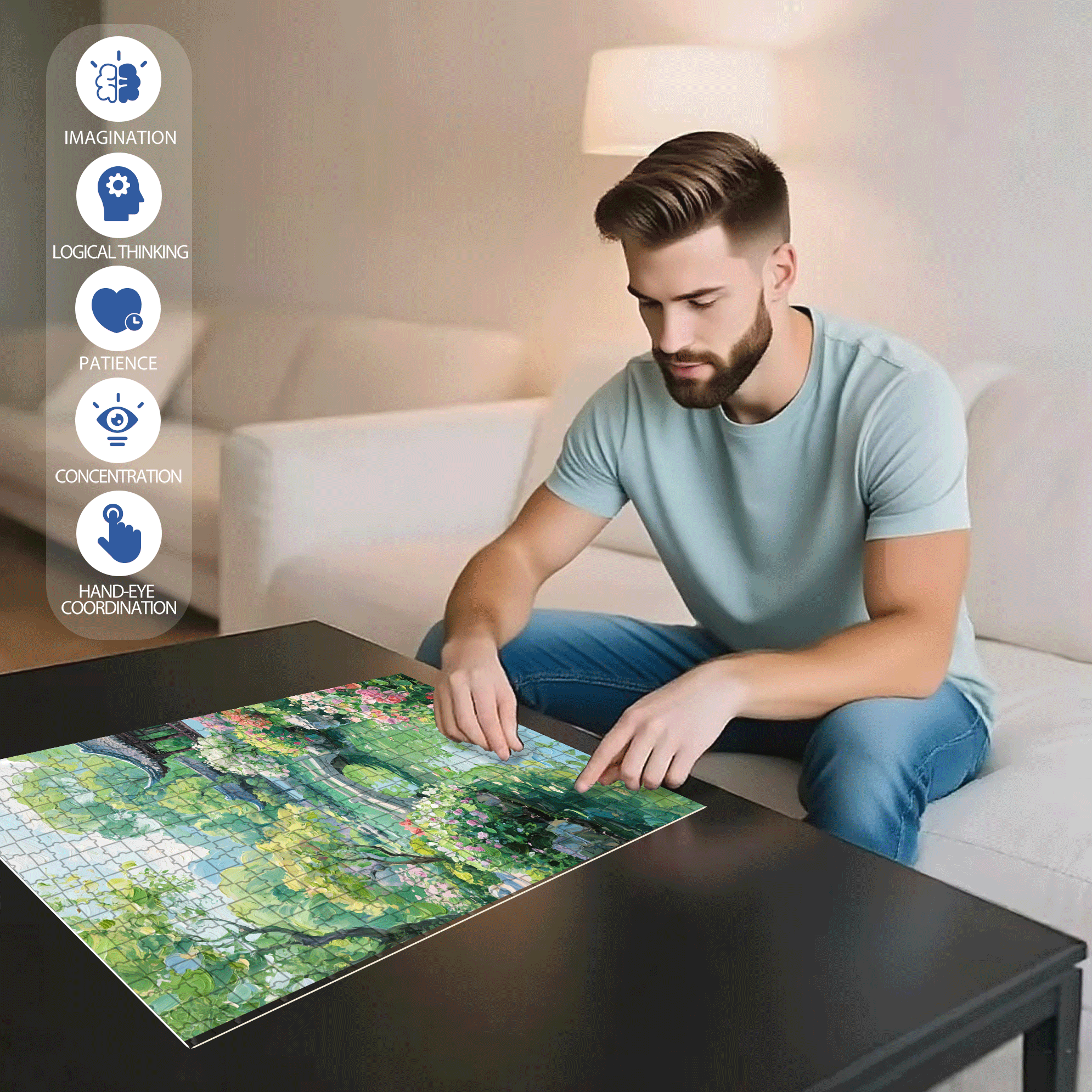 Chinese Gardens 500pcs/1000pcs Jigsaw Puzzle, Scratch-Resistant, Interactive Family Game & Brain-Boosting DIY Decor, Perfect for Halloween, Christmas & New Year Gifts, Family Puzzle Game