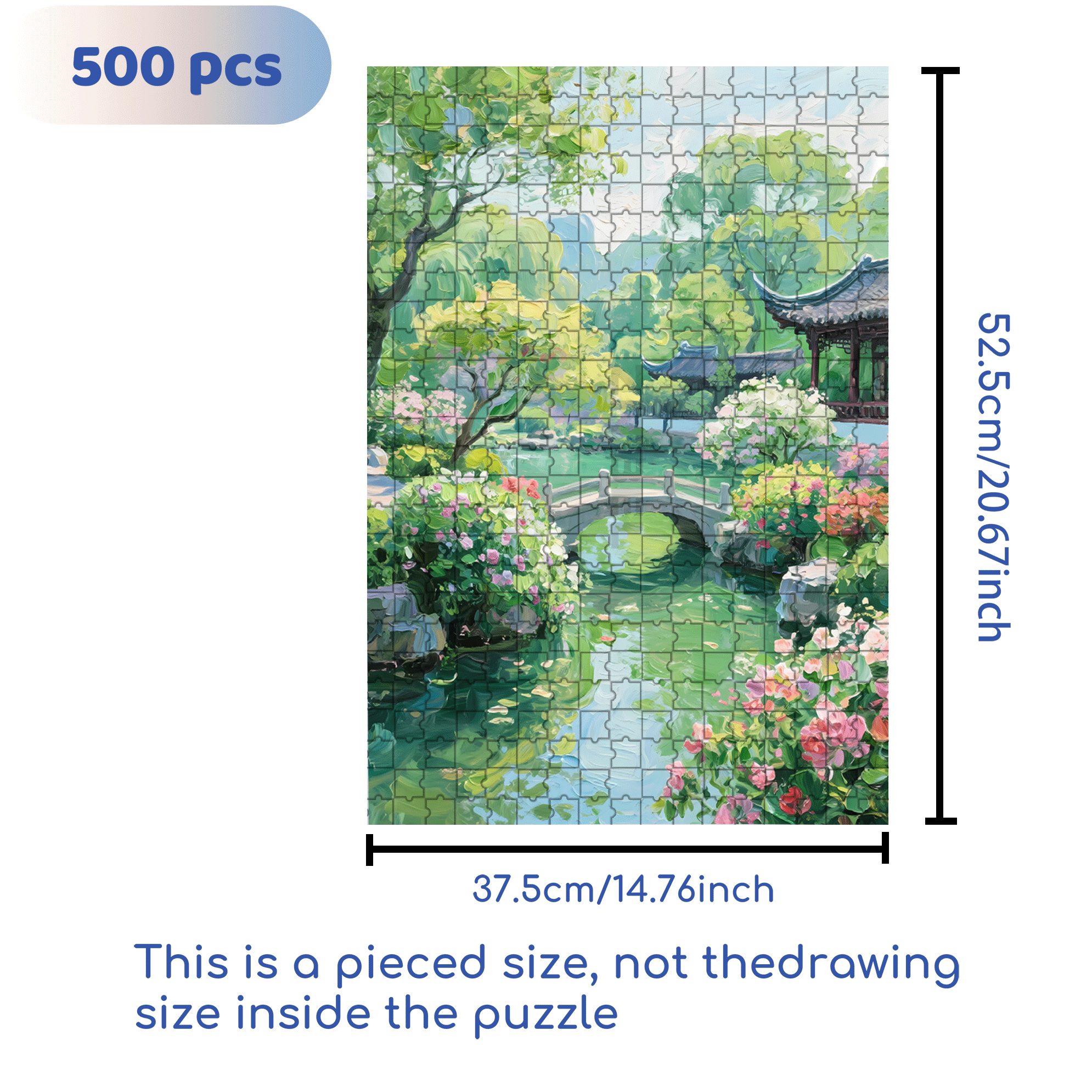 Chinese Gardens 500pcs/1000pcs Jigsaw Puzzle, Scratch-Resistant, Interactive Family Game & Brain-Boosting DIY Decor, Perfect for Halloween, Christmas & New Year Gifts, Family Puzzle Game