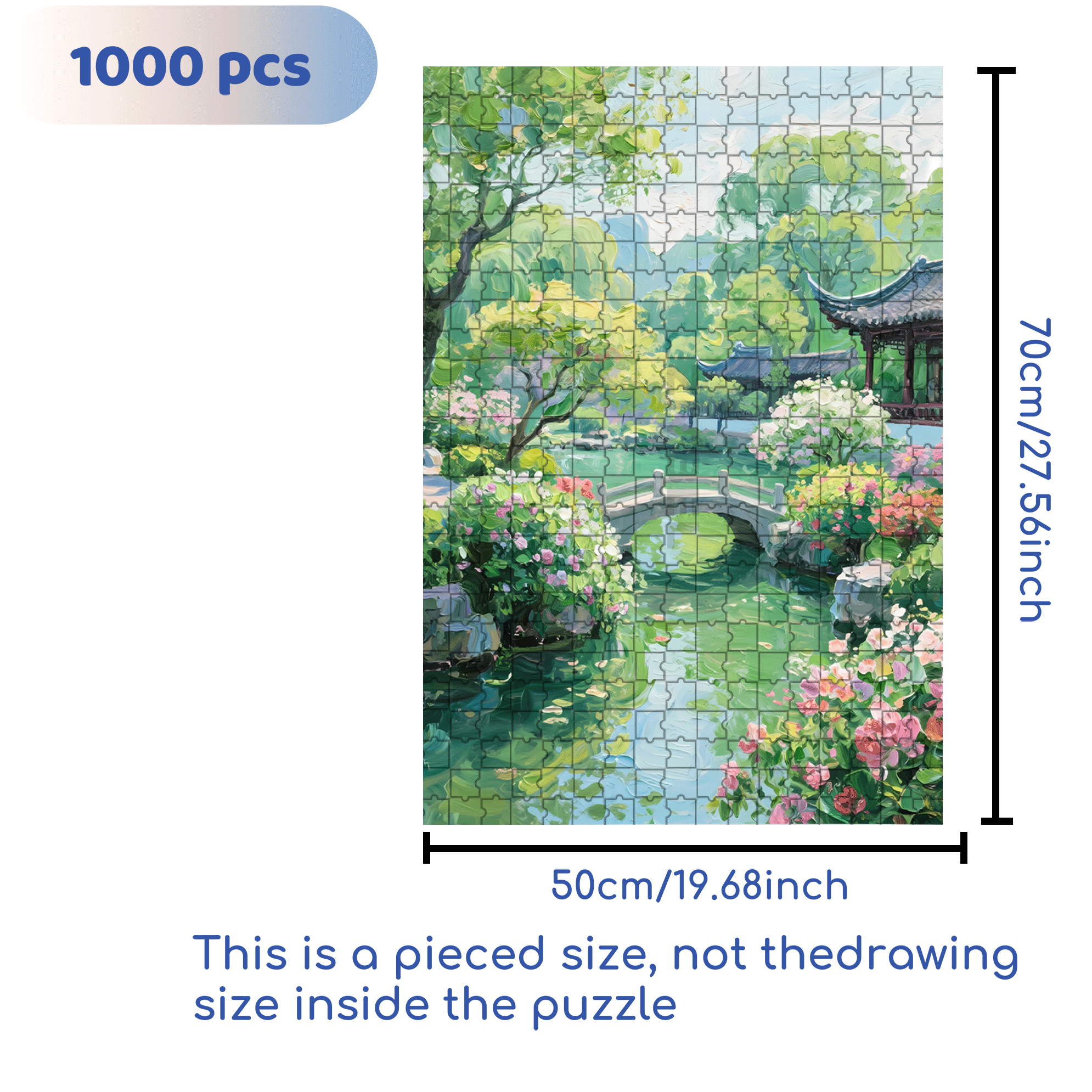 Chinese Gardens 500pcs/1000pcs Jigsaw Puzzle, Scratch-Resistant, Interactive Family Game & Brain-Boosting DIY Decor, Perfect for Halloween, Christmas & New Year Gifts, Family Puzzle Game