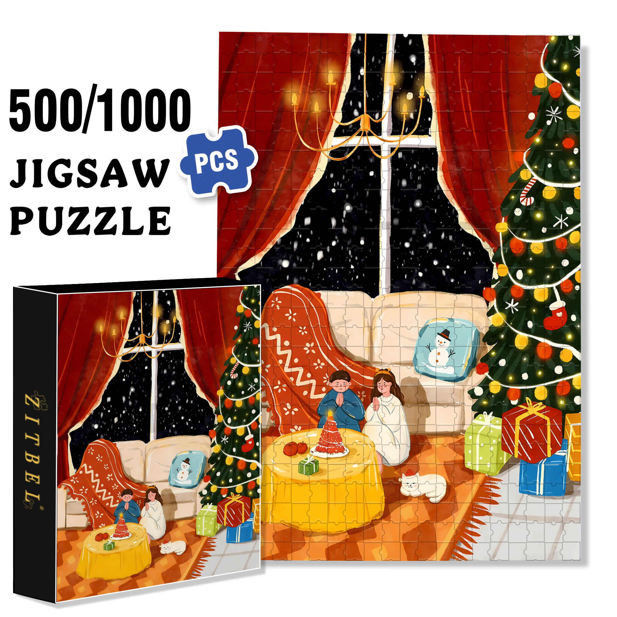 Christmas Prayer 500pcs/1000pcs Jigsaw Puzzle, Scratch-Resistant, Interactive Family Game & Brain-Boosting DIY Decor, Perfect for Halloween, Christmas & New Year Gifts, Family Puzzle Game