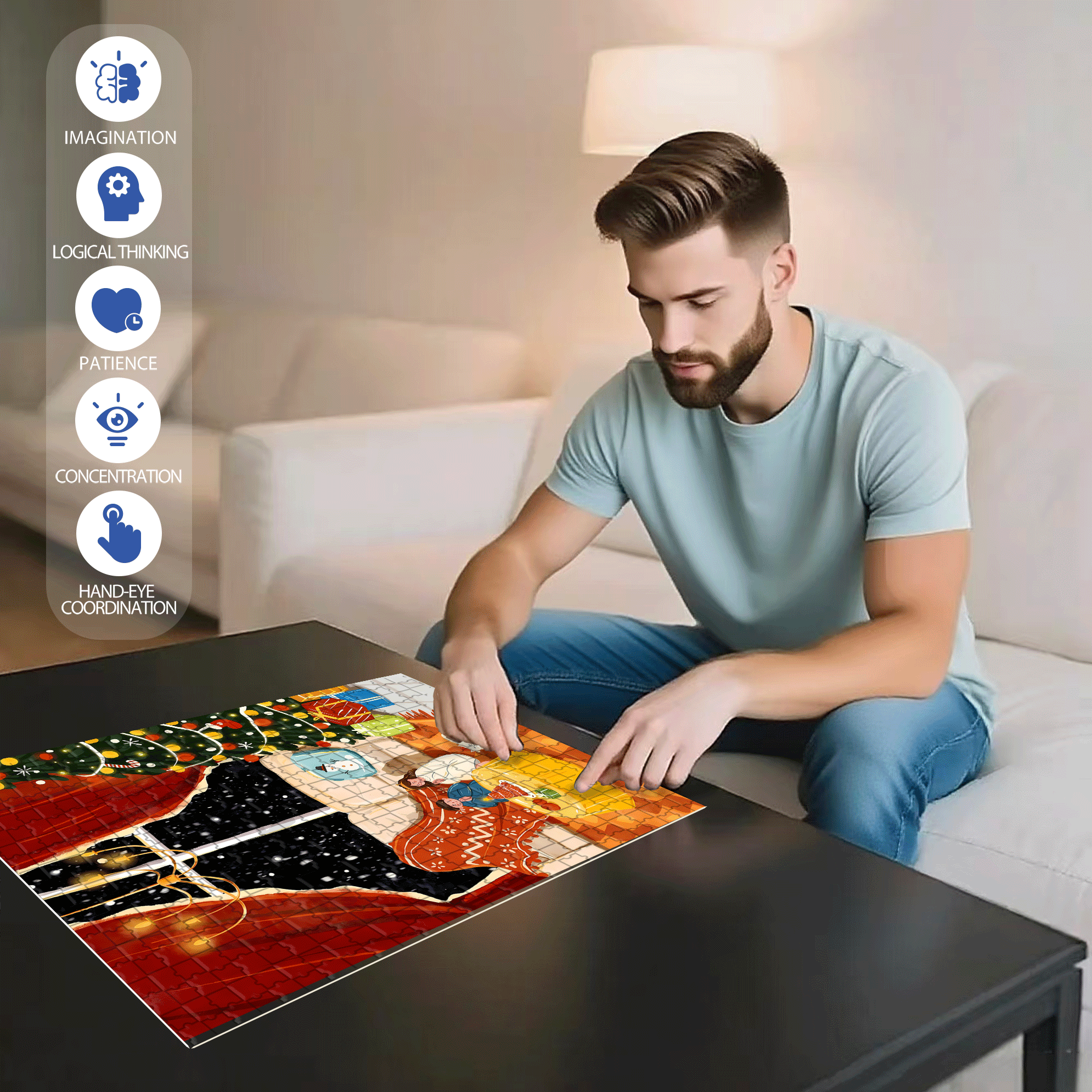 Christmas Prayer 500pcs/1000pcs Jigsaw Puzzle, Scratch-Resistant, Interactive Family Game & Brain-Boosting DIY Decor, Perfect for Halloween, Christmas & New Year Gifts, Family Puzzle Game