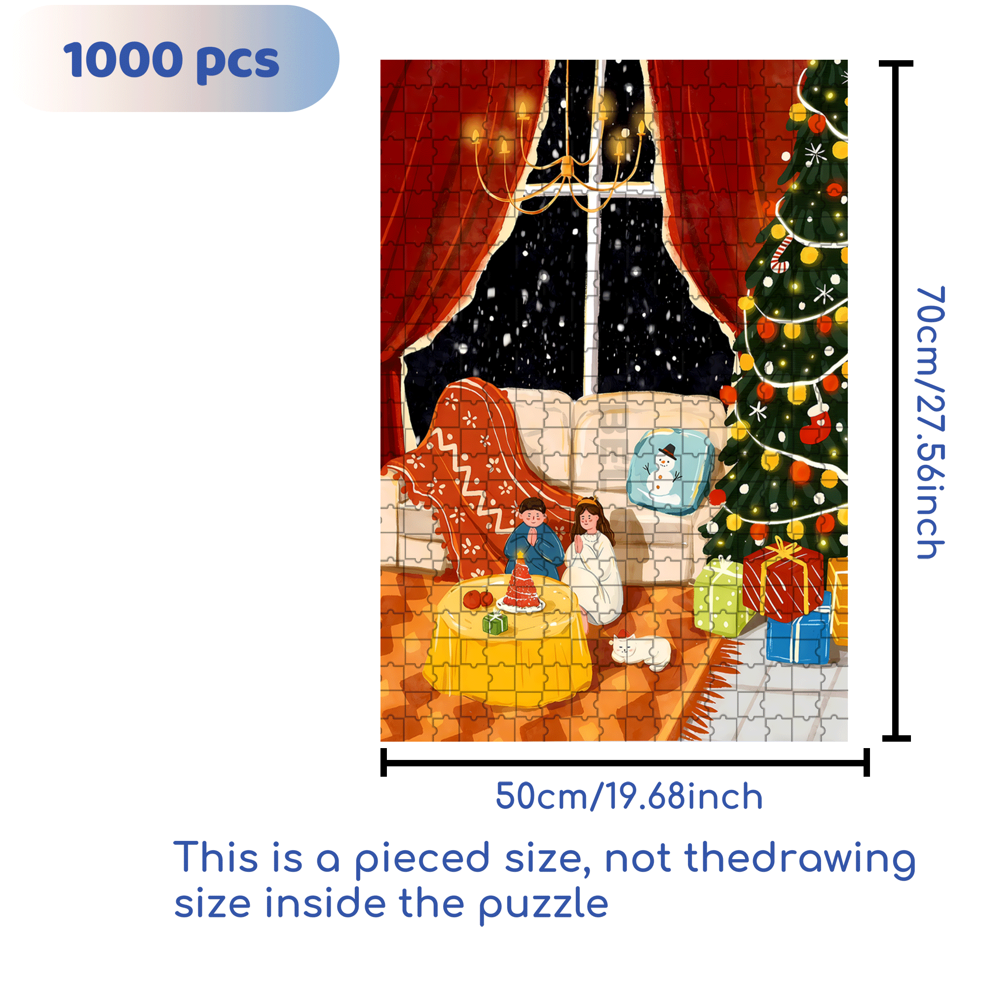 Christmas Prayer 500pcs/1000pcs Jigsaw Puzzle, Scratch-Resistant, Interactive Family Game & Brain-Boosting DIY Decor, Perfect for Halloween, Christmas & New Year Gifts, Family Puzzle Game