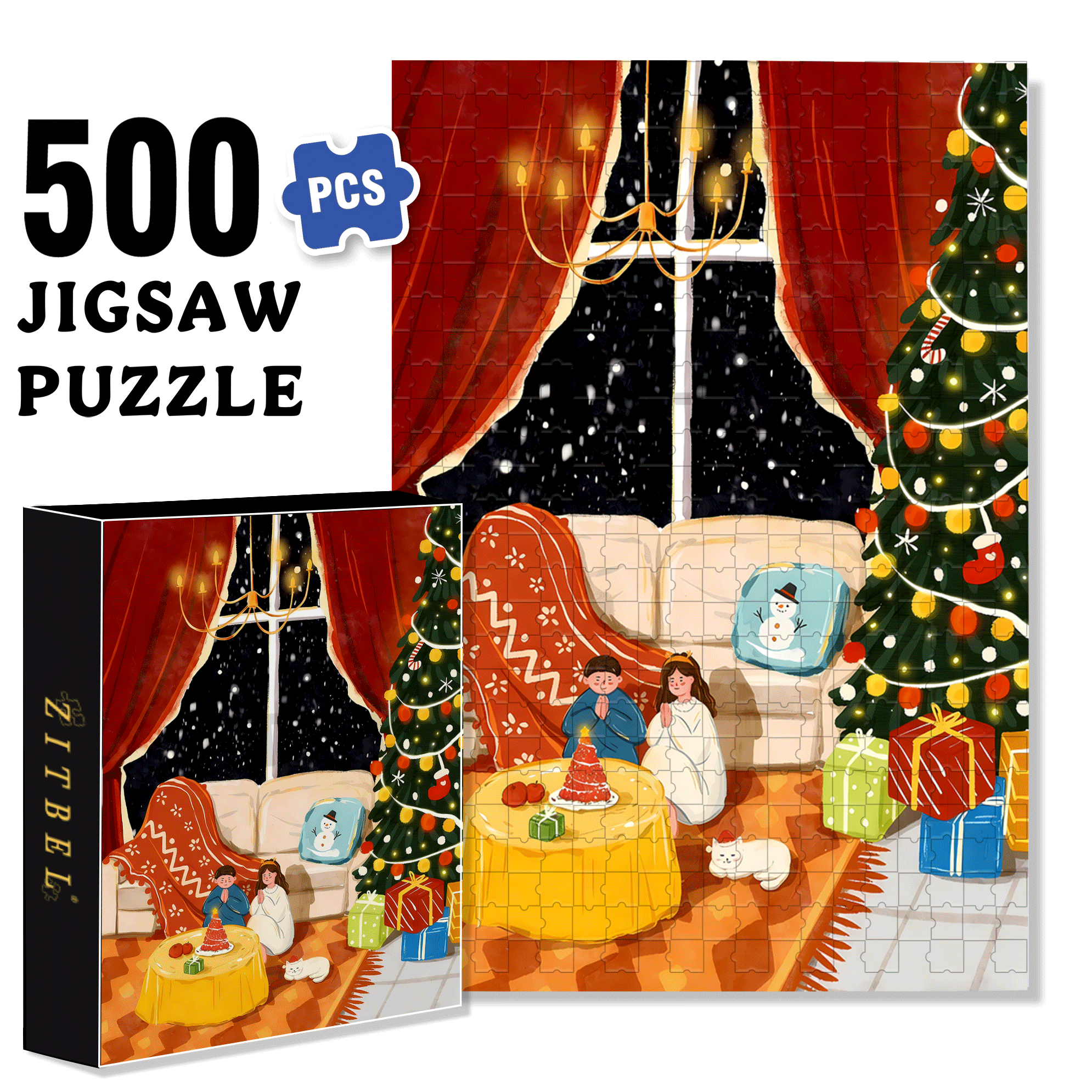 Christmas Prayer 500pcs/1000pcs Jigsaw Puzzle, Scratch-Resistant, Interactive Family Game & Brain-Boosting DIY Decor, Perfect for Halloween, Christmas & New Year Gifts, Family Puzzle Game