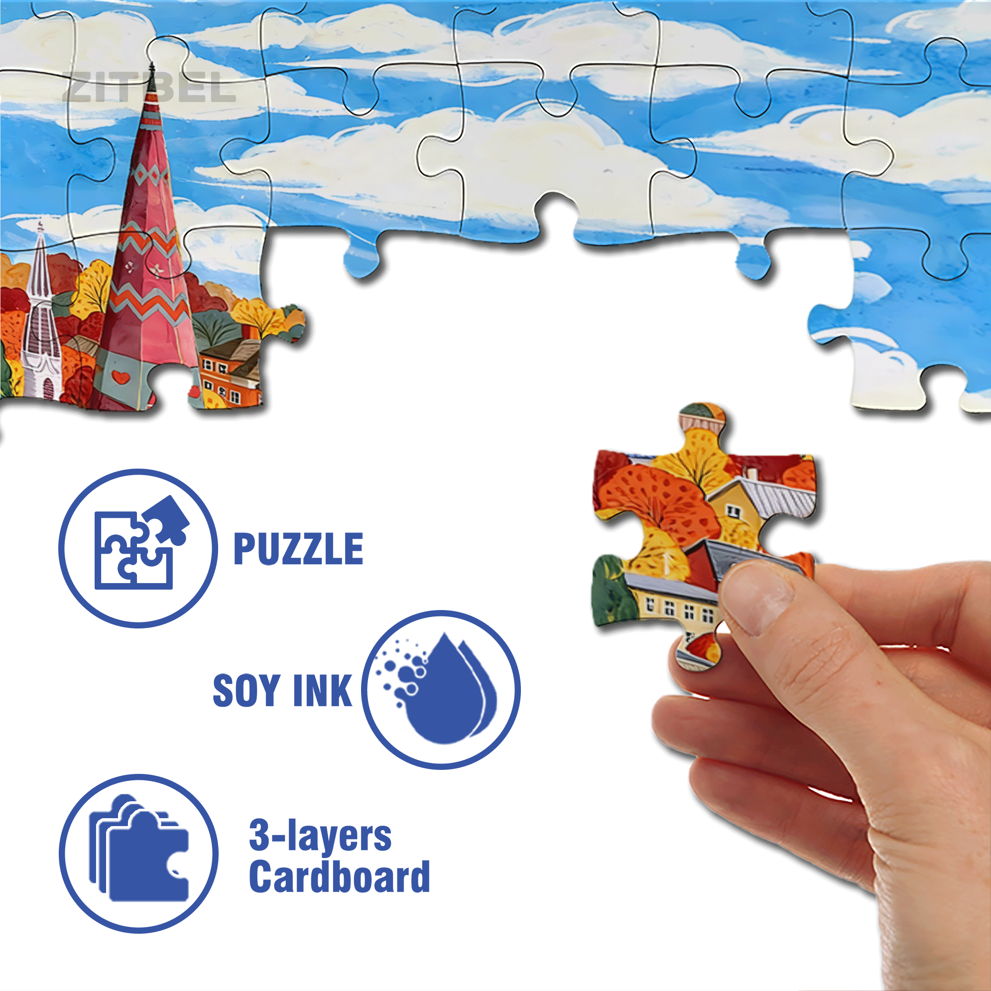 Colorful Village 2 500pcs/1000pcs Jigsaw Puzzle, Scratch-Resistant, Interactive Family Game & Brain-Boosting DIY Decor, Perfect for Halloween, Christmas & New Year Gifts, Family Puzzle Game