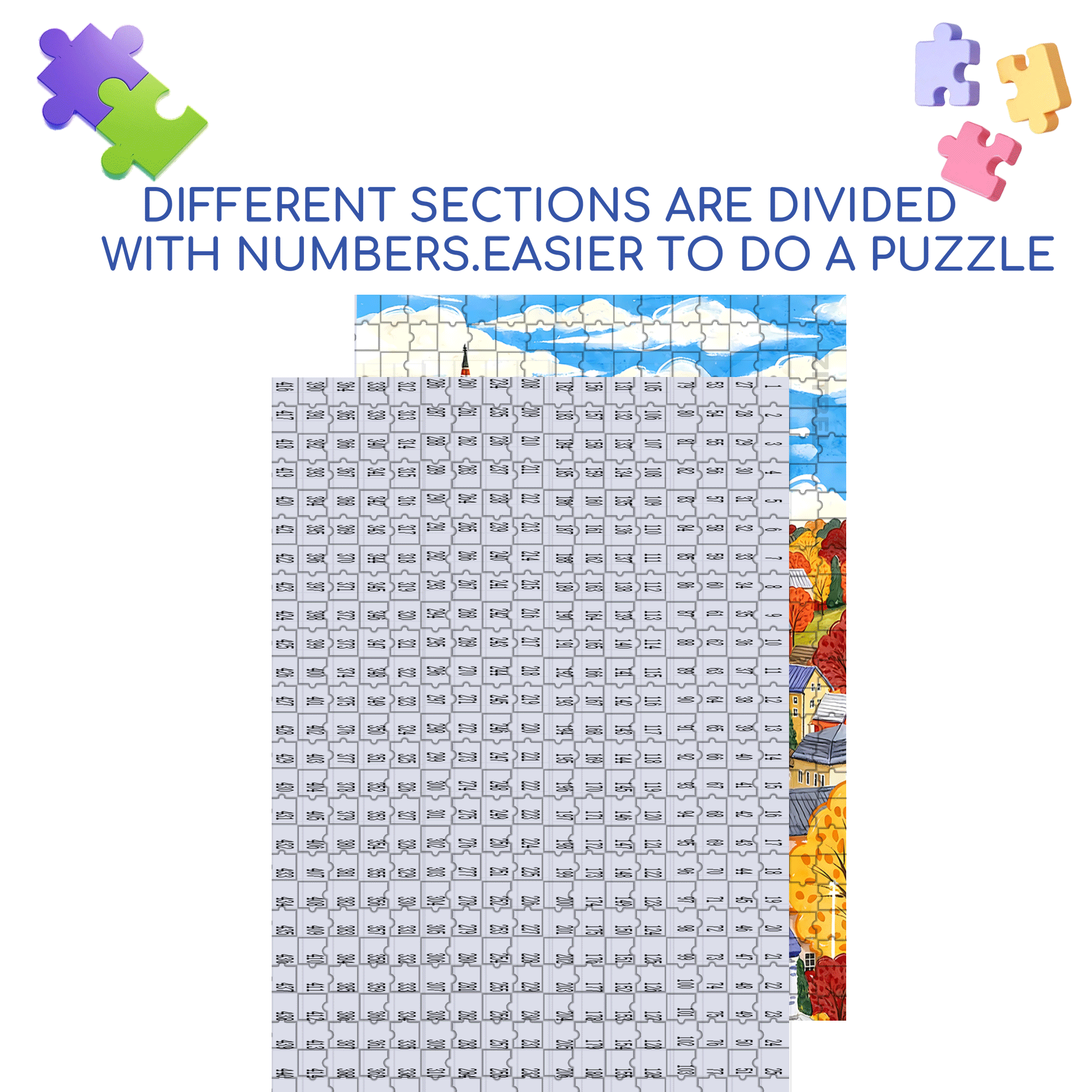 Colorful Village 2 500pcs/1000pcs Jigsaw Puzzle, Scratch-Resistant, Interactive Family Game & Brain-Boosting DIY Decor, Perfect for Halloween, Christmas & New Year Gifts, Family Puzzle Game