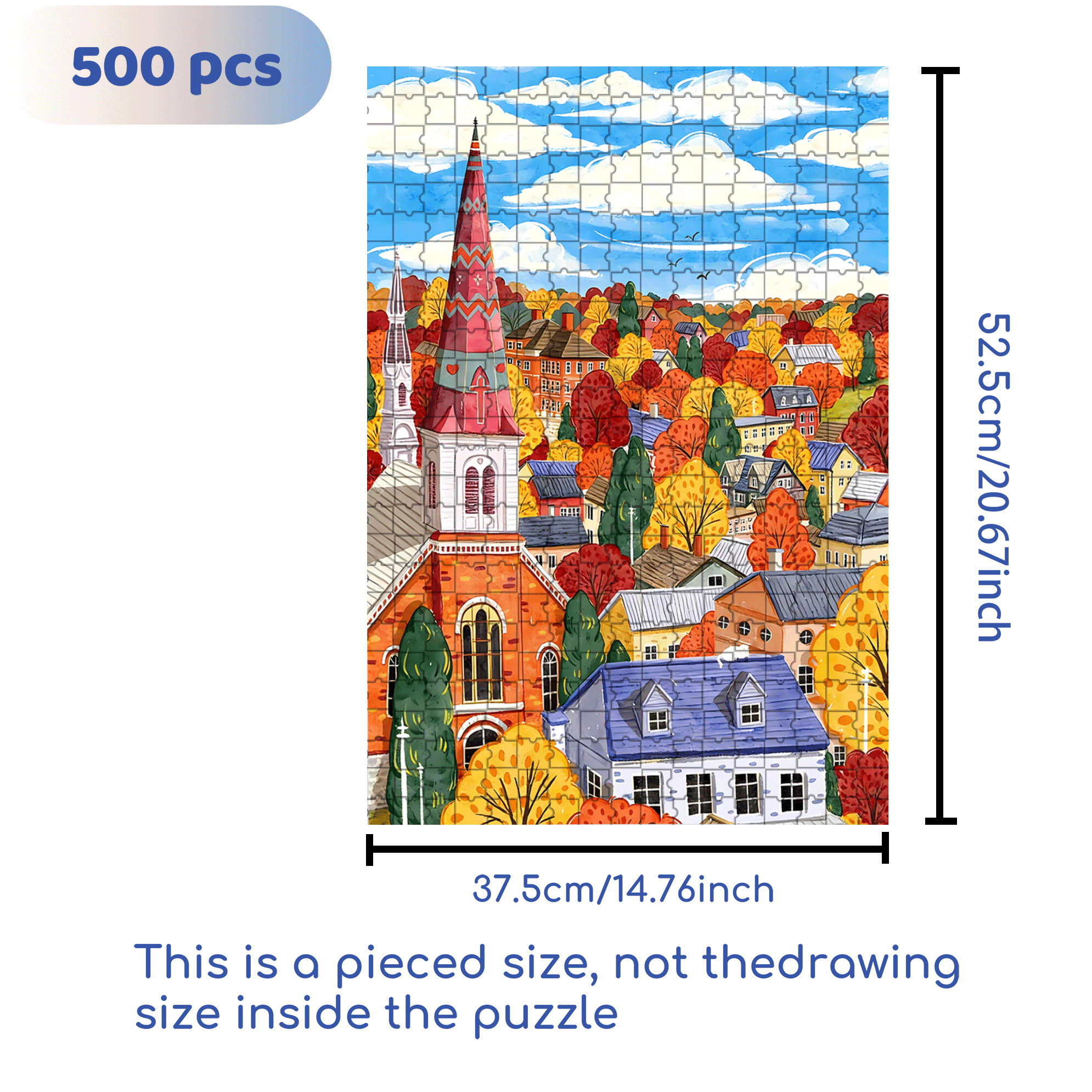 Colorful Village 2 500pcs/1000pcs Jigsaw Puzzle, Scratch-Resistant, Interactive Family Game & Brain-Boosting DIY Decor, Perfect for Halloween, Christmas & New Year Gifts, Family Puzzle Game
