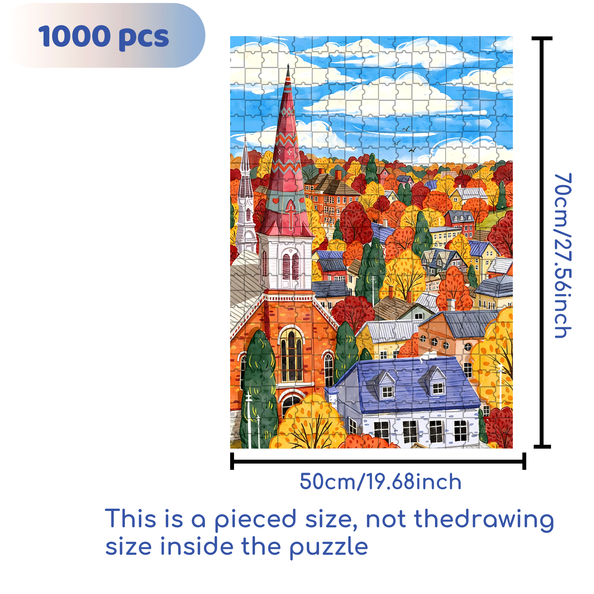 Colorful Village 2 500pcs/1000pcs Jigsaw Puzzle, Scratch-Resistant, Interactive Family Game & Brain-Boosting DIY Decor, Perfect for Halloween, Christmas & New Year Gifts, Family Puzzle Game