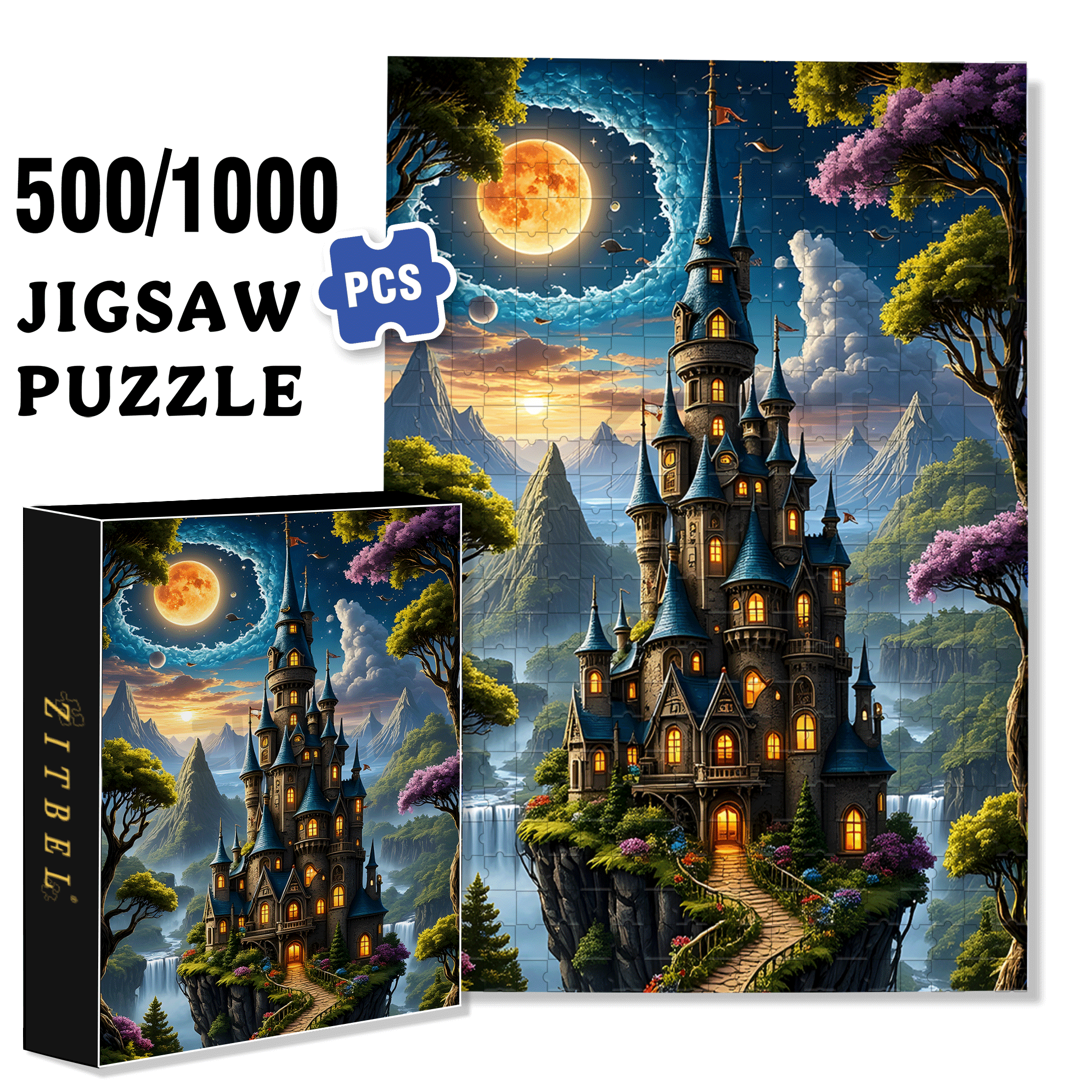 Confusing Times 500pcs/1000pcs Jigsaw Puzzle, Scratch-Resistant, Interactive Family Game & Brain-Boosting DIY Decor, Perfect for Halloween, Christmas & New Year Gifts, Family Puzzle Game