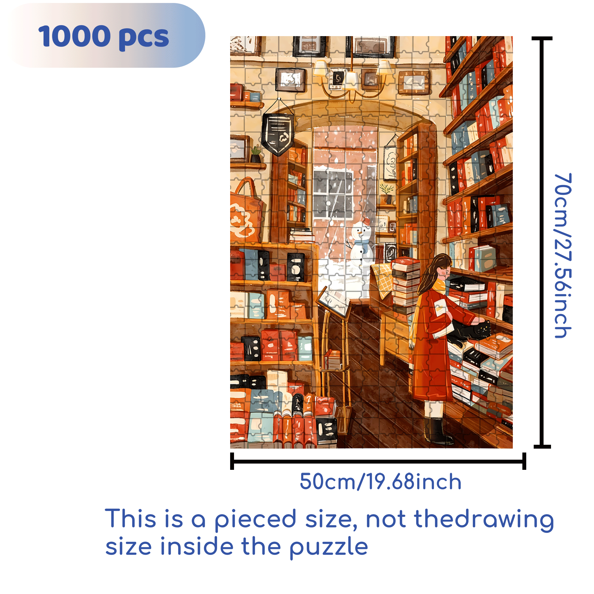 Cute Little Black Cat 500pcs/1000pcs Jigsaw Puzzle, Scratch-Resistant, Interactive Family Game & Brain-Boosting DIY Decor, Perfect for Halloween, Christmas & New Year Gifts, Family Puzzle Game