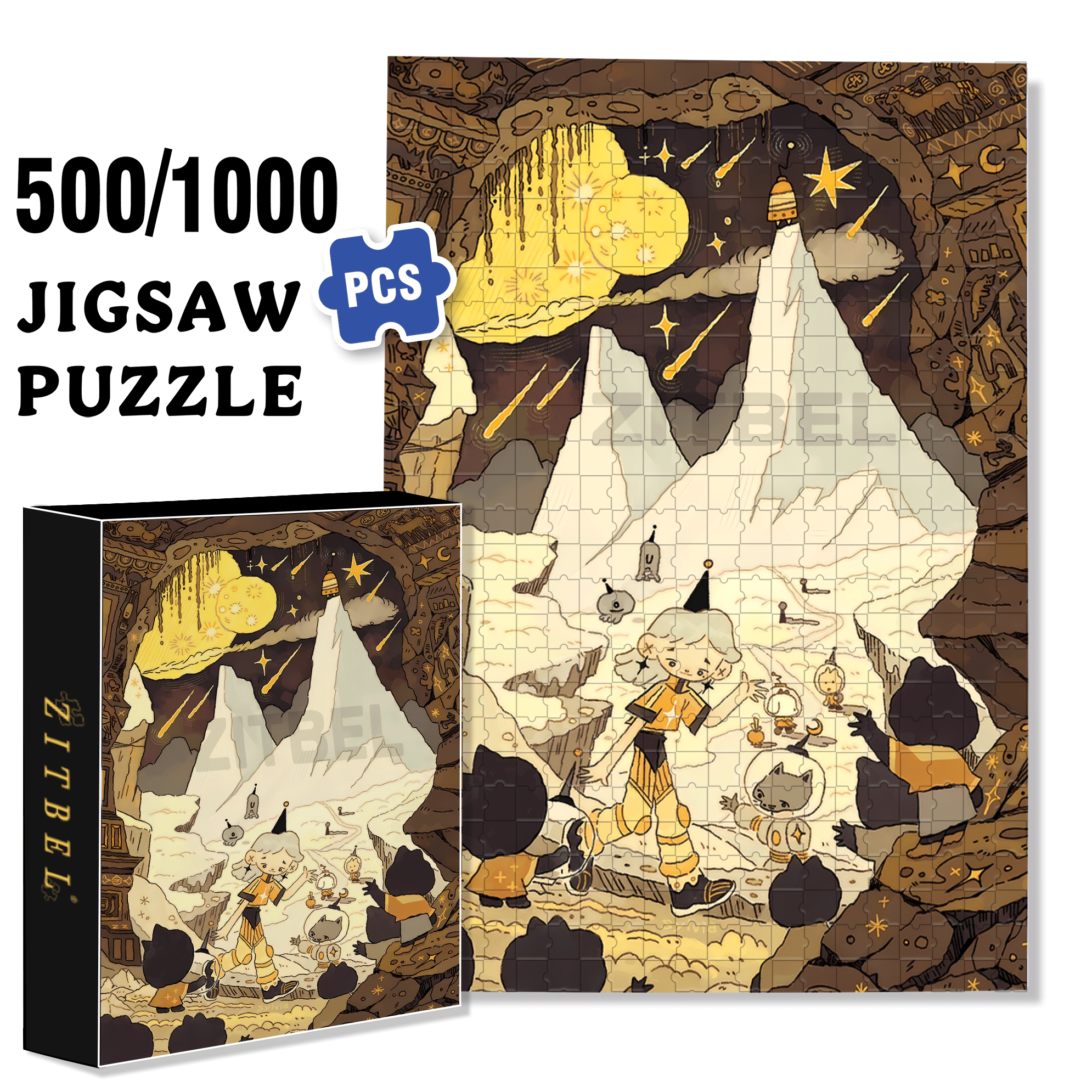 Departure 500pcs/1000pcs Jigsaw Puzzle, Scratch-Resistant, Interactive Family Game & Brain-Boosting DIY Decor, Perfect for Halloween, Christmas & New Year Gifts, Family Puzzle Game