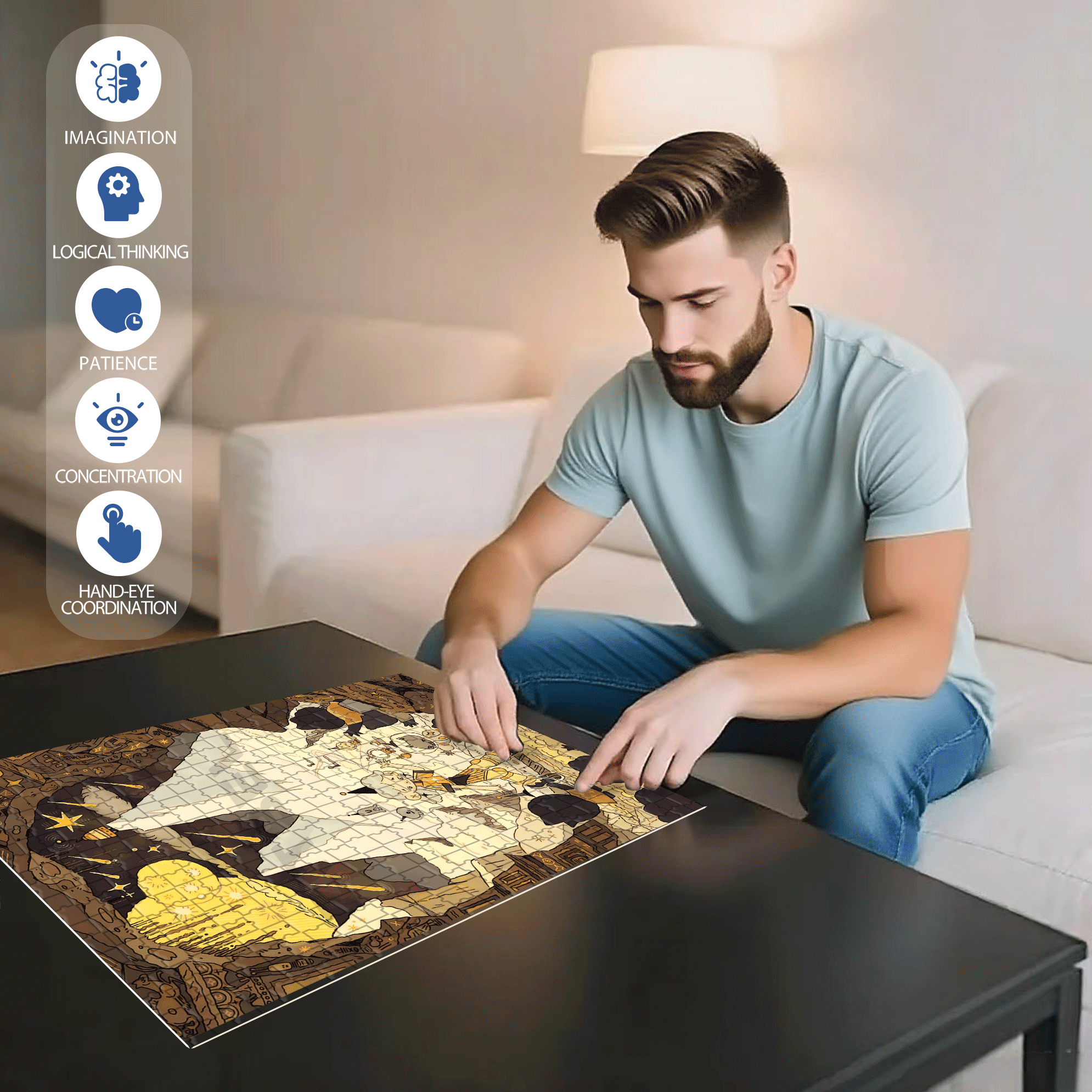 Departure 500pcs/1000pcs Jigsaw Puzzle, Scratch-Resistant, Interactive Family Game & Brain-Boosting DIY Decor, Perfect for Halloween, Christmas & New Year Gifts, Family Puzzle Game