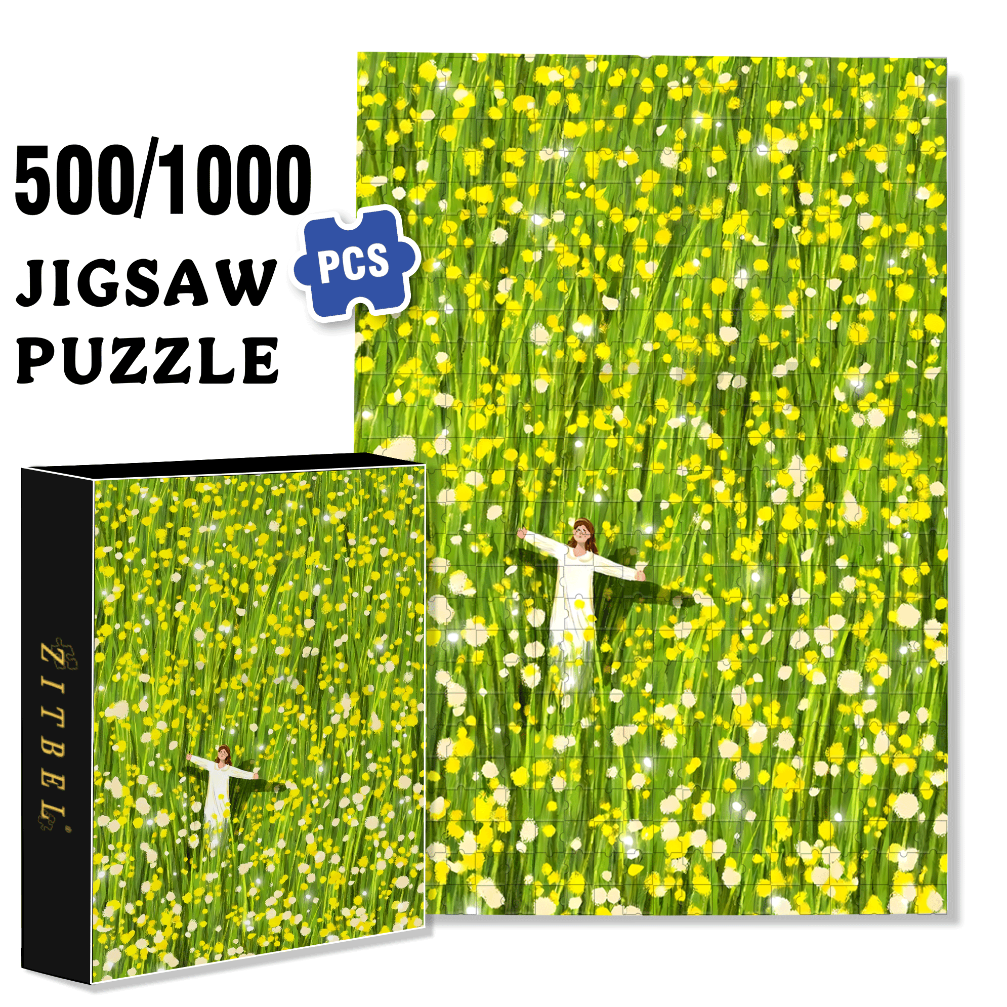 Dot Little Flower 500pcs/1000pcs Jigsaw Puzzle, Scratch-Resistant, Interactive Family Game & Brain-Boosting DIY Decor, Perfect for Halloween, Christmas & New Year Gifts, Family Puzzle Game