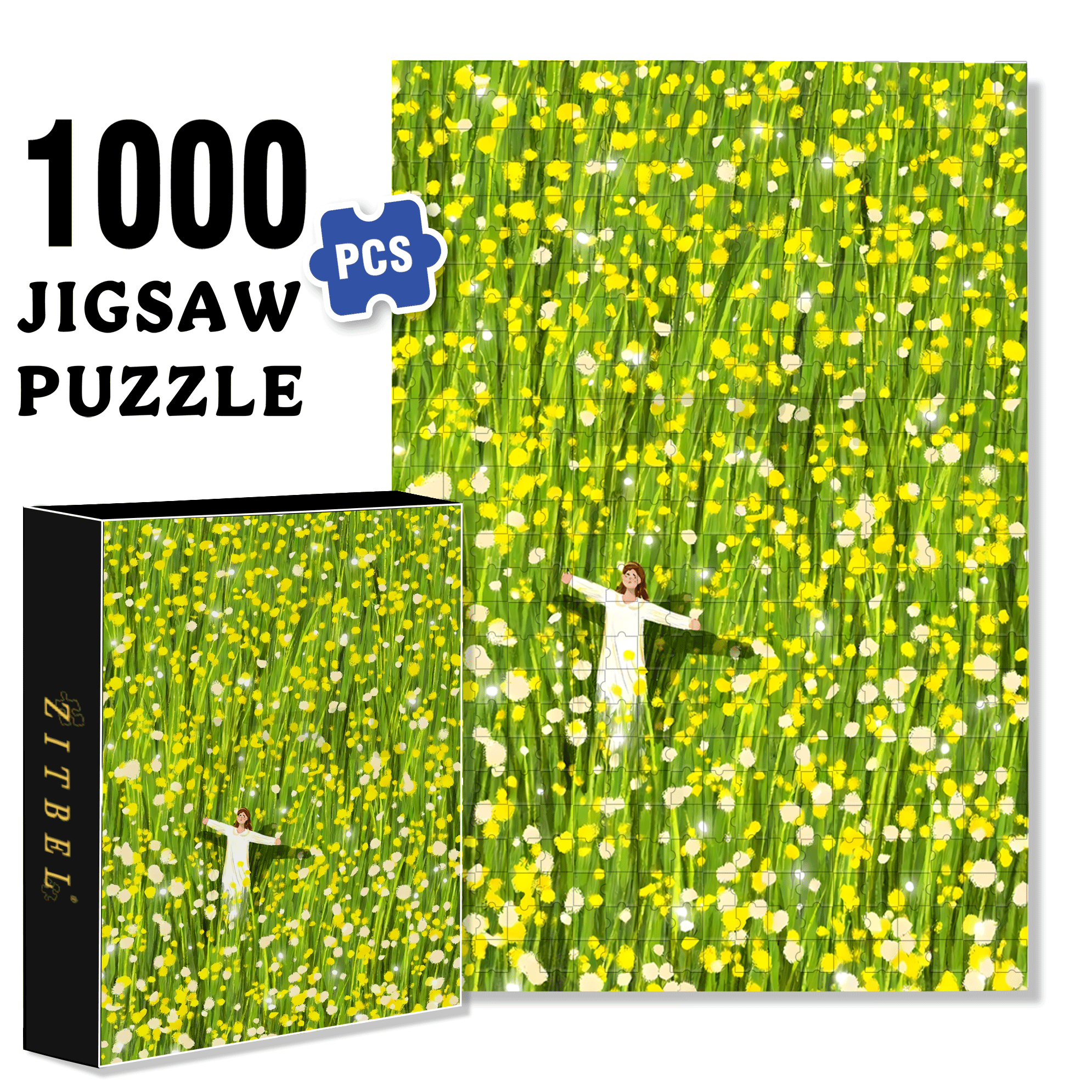 Dot Little Flower 500pcs/1000pcs Jigsaw Puzzle, Scratch-Resistant, Interactive Family Game & Brain-Boosting DIY Decor, Perfect for Halloween, Christmas & New Year Gifts, Family Puzzle Game