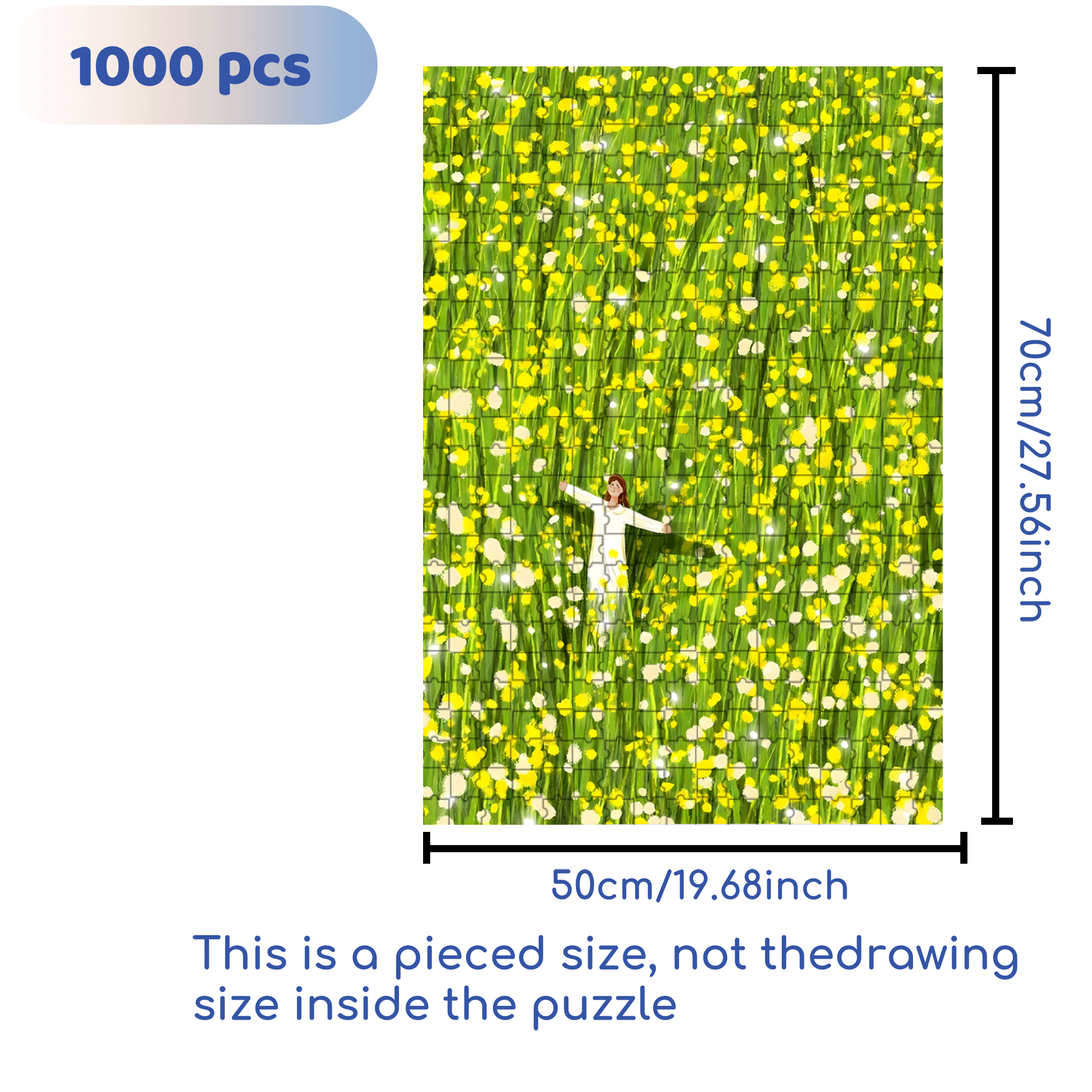 Dot Little Flower 500pcs/1000pcs Jigsaw Puzzle, Scratch-Resistant, Interactive Family Game & Brain-Boosting DIY Decor, Perfect for Halloween, Christmas & New Year Gifts, Family Puzzle Game