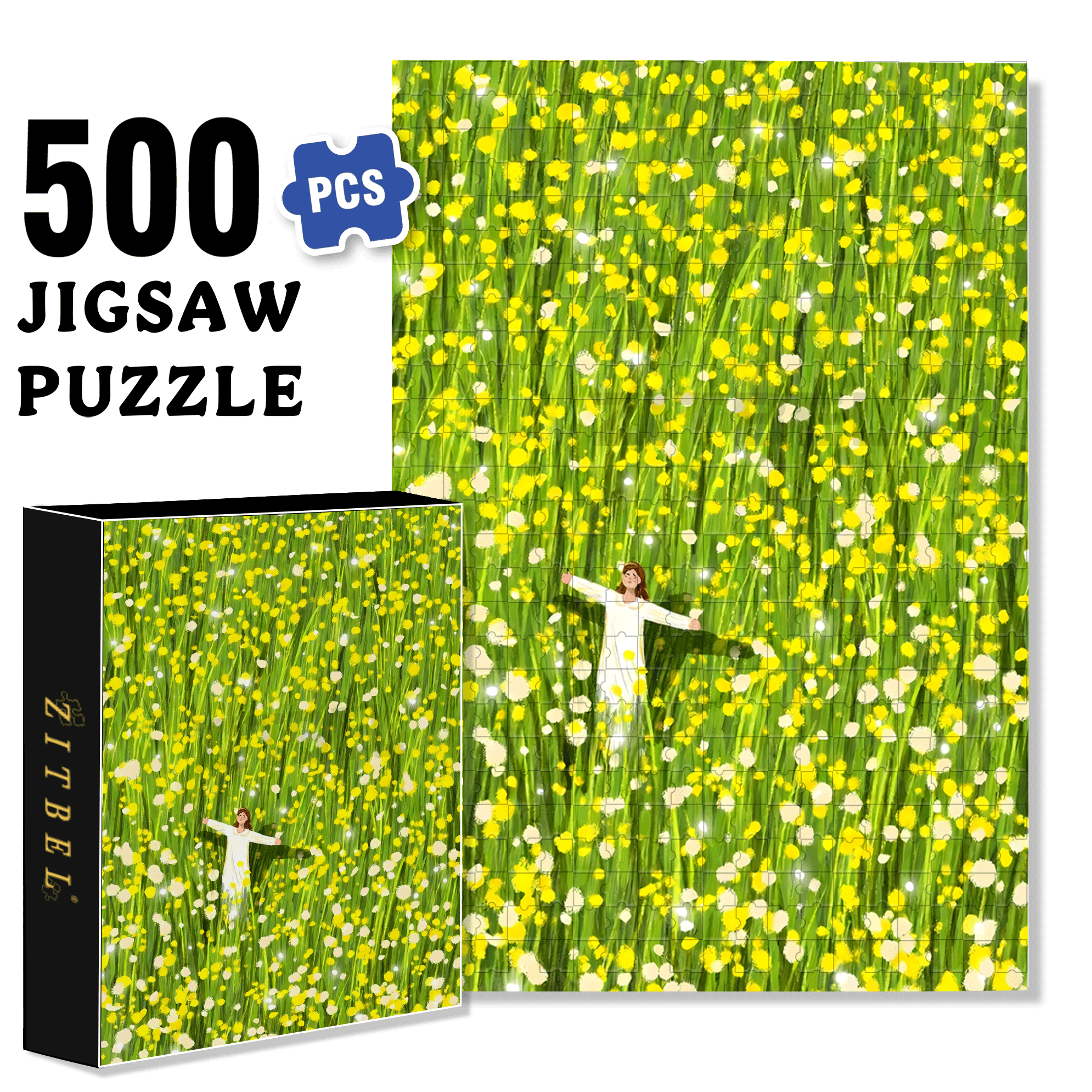 Dot Little Flower 500pcs/1000pcs Jigsaw Puzzle, Scratch-Resistant, Interactive Family Game & Brain-Boosting DIY Decor, Perfect for Halloween, Christmas & New Year Gifts, Family Puzzle Game